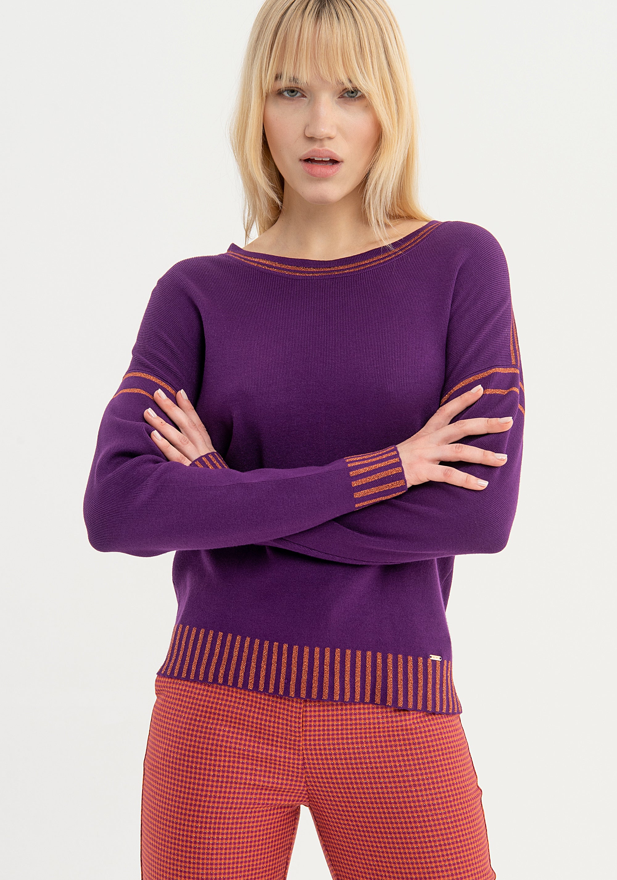 Knitwear over fit with lurex Fracomina FS23WT7018K410Q7-R86-1