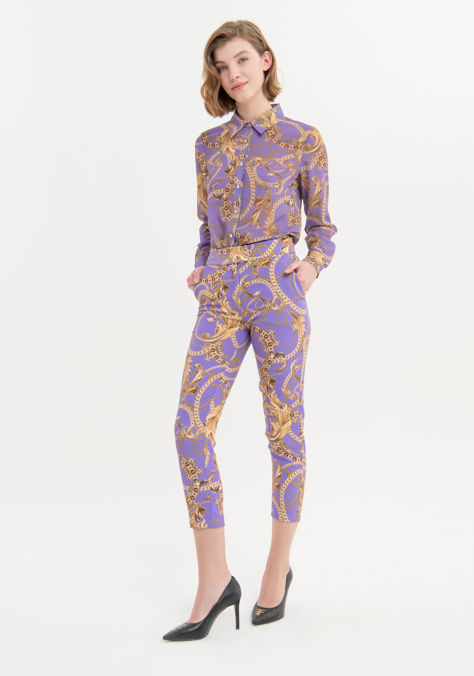 Pant slim fit with foulard pattern Fracomina FS23WV2007W429R8-R87-1