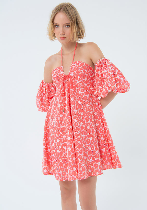Mini dress wide fit with flowery pattern Fracomina FS24SD1009W40401-107-1