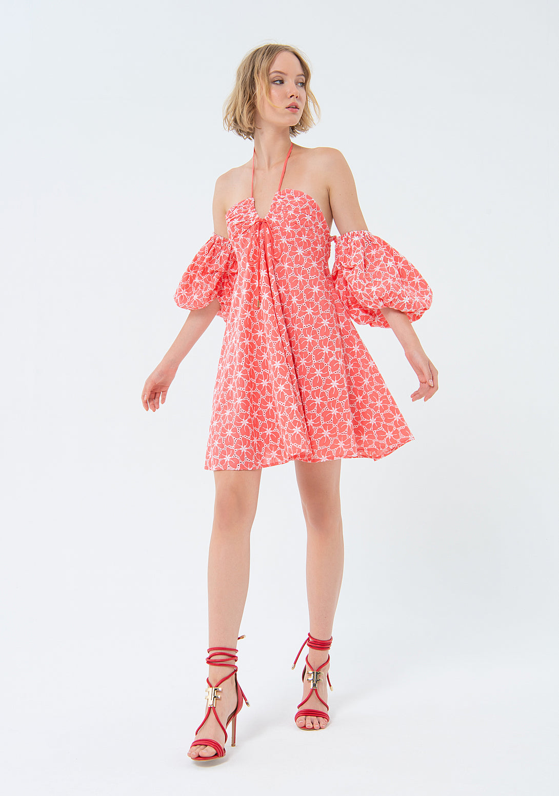 Mini dress wide fit with flowery pattern Fracomina FS24SD1009W40401-107-2