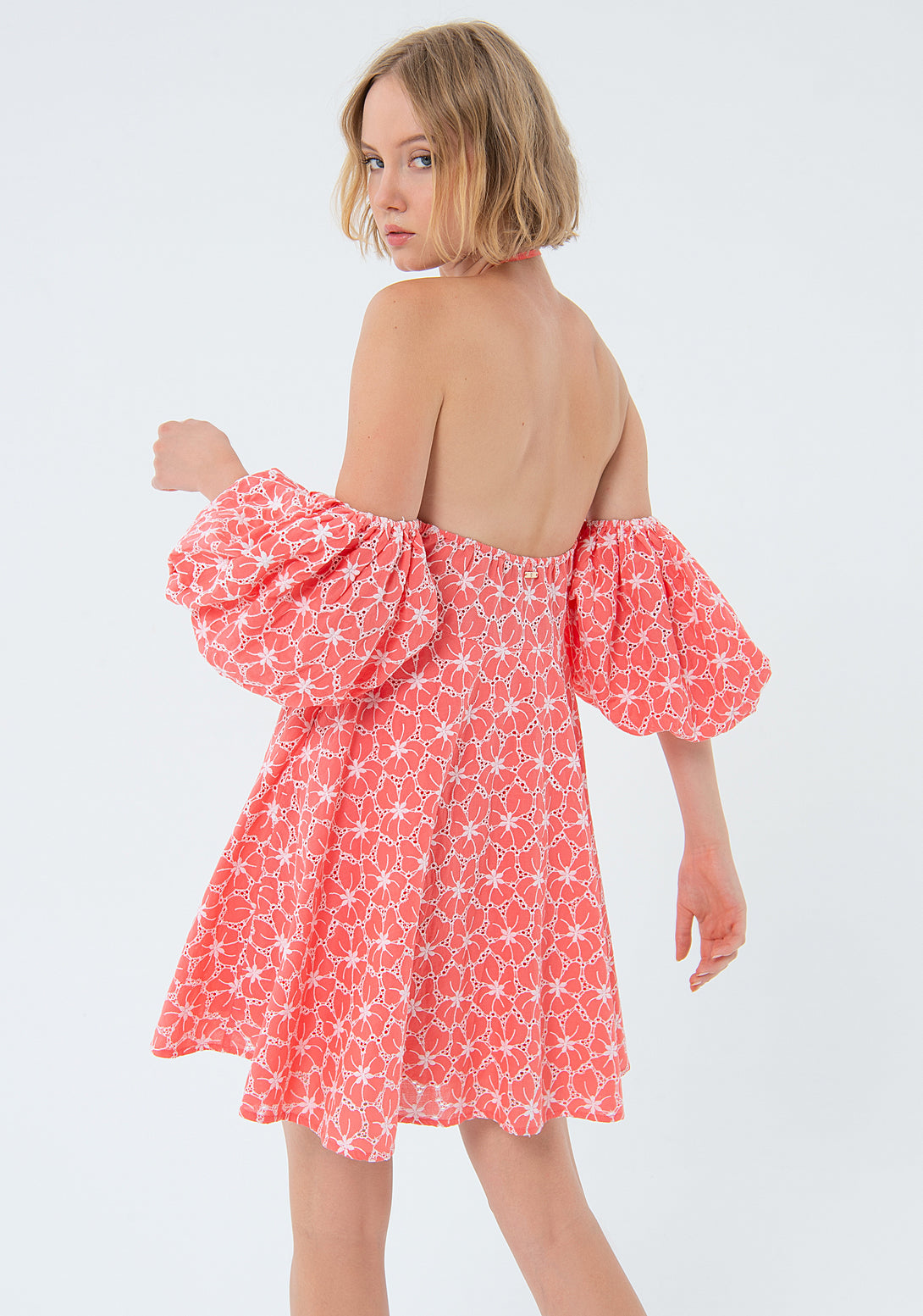 Mini dress wide fit with flowery pattern Fracomina FS24SD1009W40401-107-4
