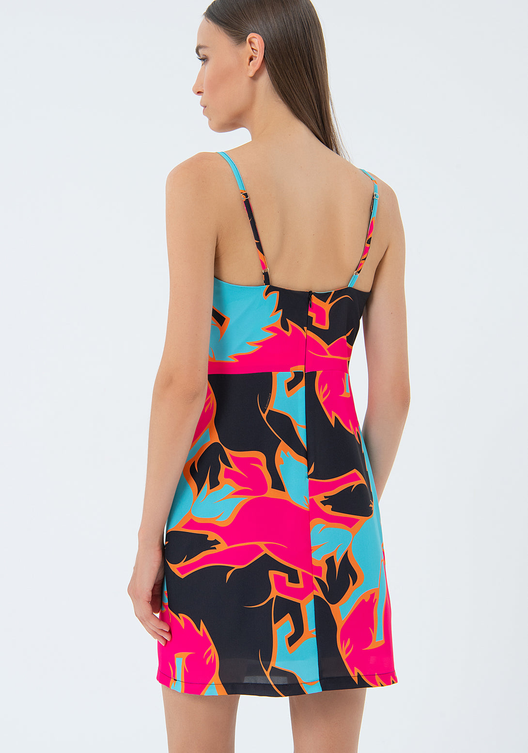 Sleeveless mini dress with multi color pattern Fracomina FS24SD1014W505N4-S61-3