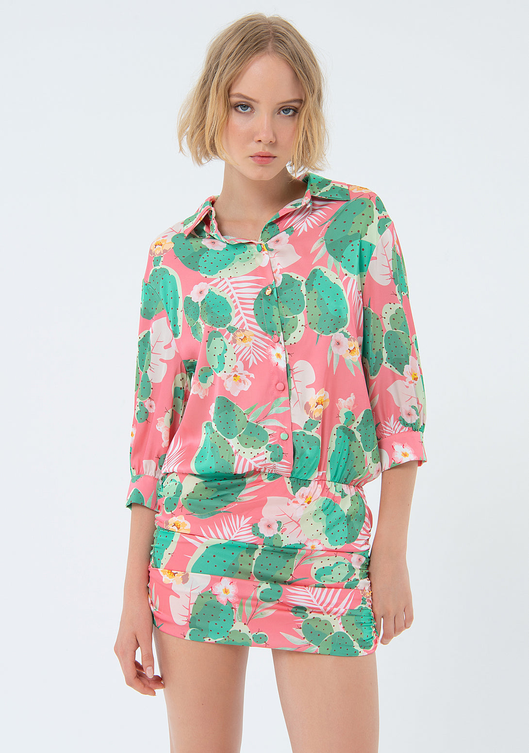 Mini dress regular fit with flowery pattern Fracomina FS24SD1016W470N4-S45-1