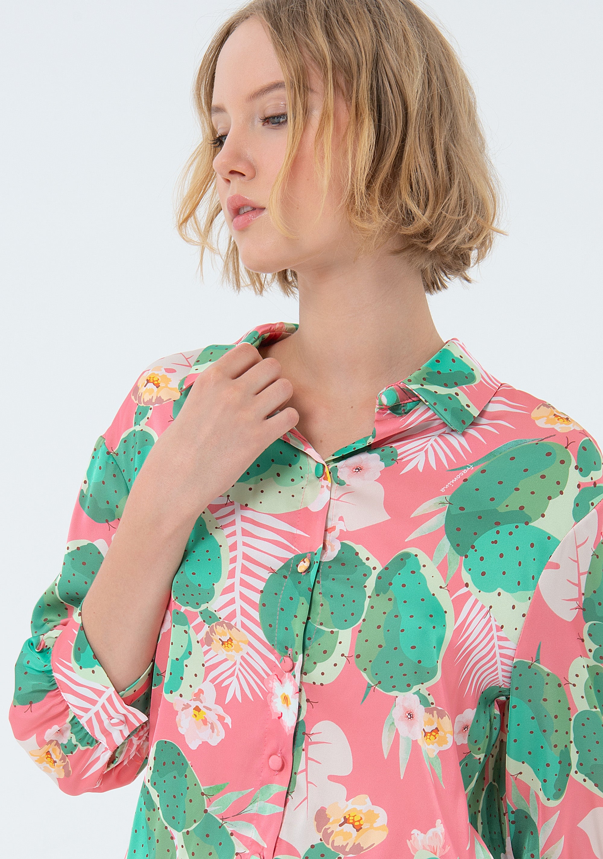 Mini dress regular fit with flowery pattern Fracomina FS24SD1016W470N4-S45-2