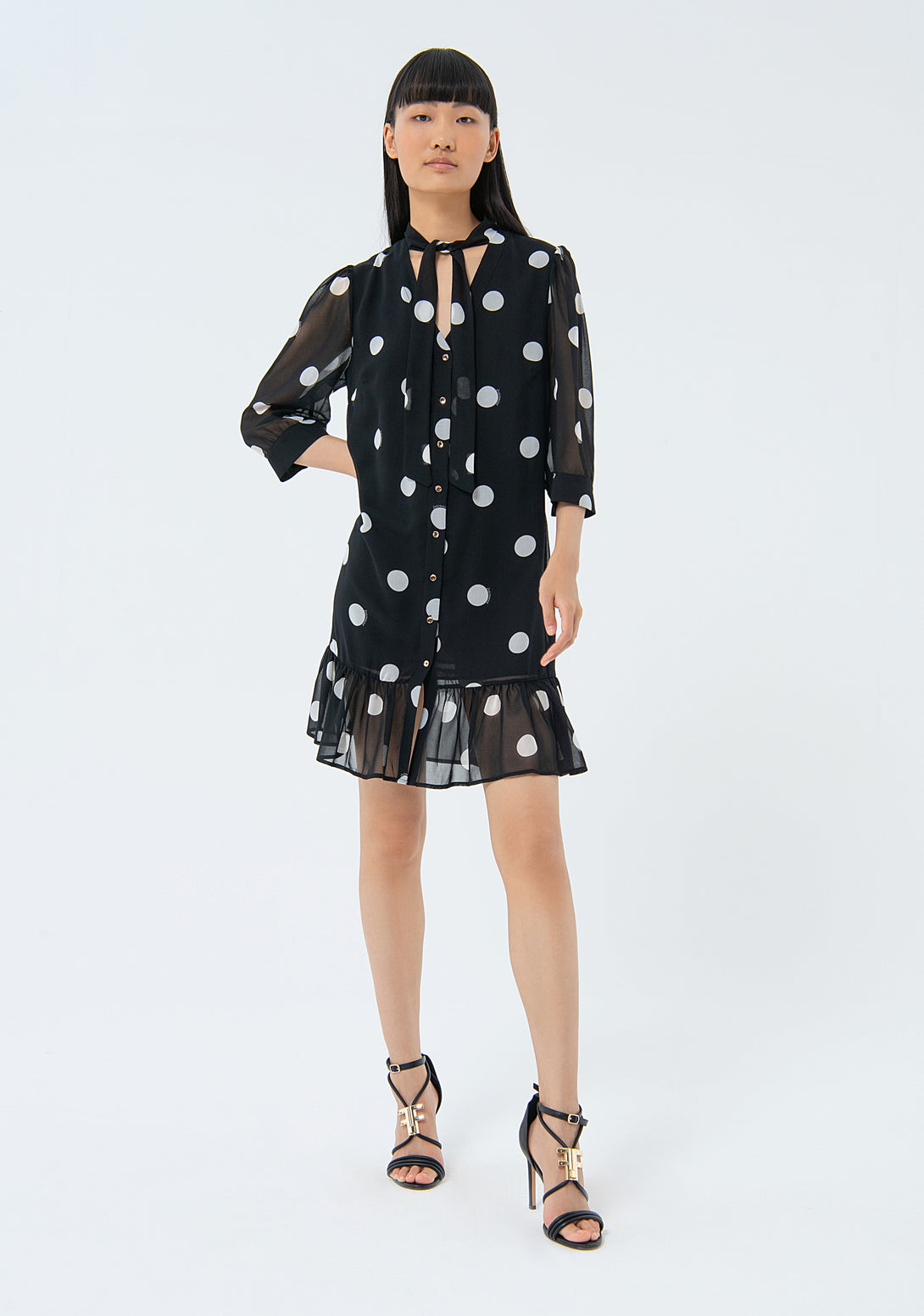Mini dress A-shape with polka dots pattern Fracomina FS24SD1020W412N4-060-1