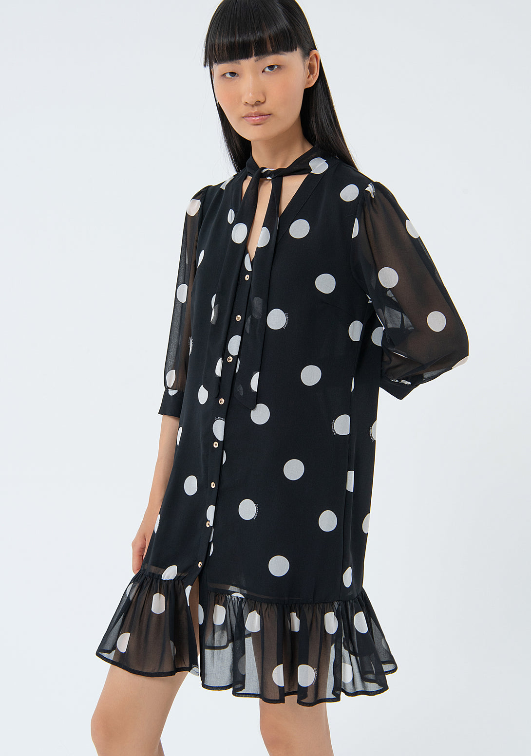 Mini dress A-shape with polka dots pattern Fracomina FS24SD1020W412N4-060-2
