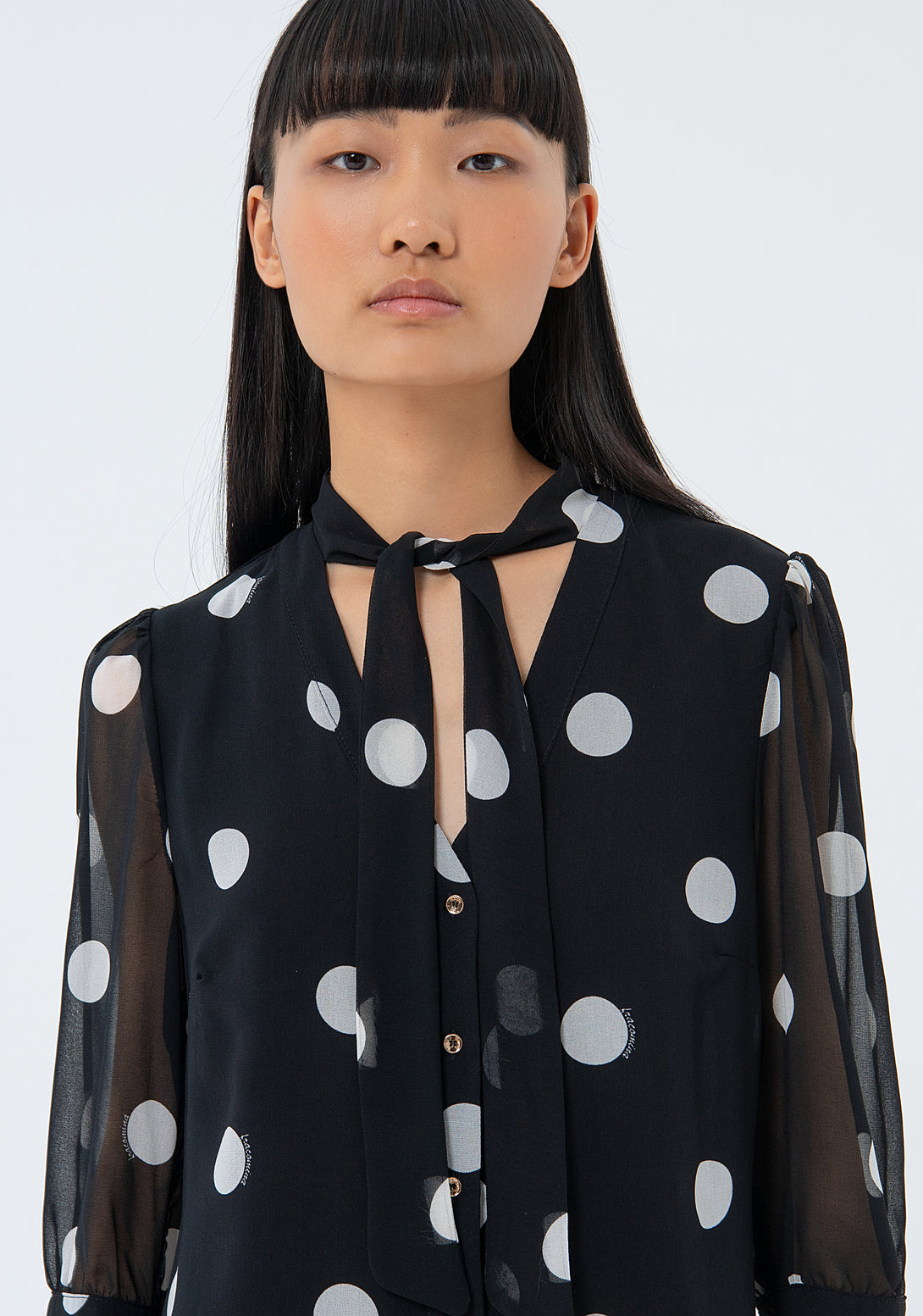 Mini dress A-shape with polka dots pattern Fracomina FS24SD1020W412N4-060-3