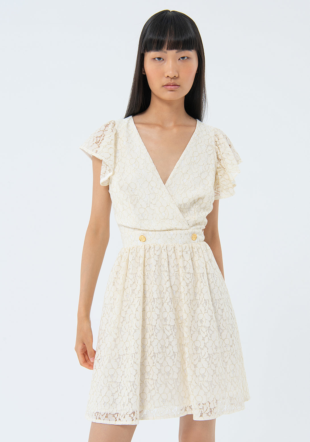 Sleeveless mini dress made in lace Fracomina FS24SD1029W698Q7-278-1