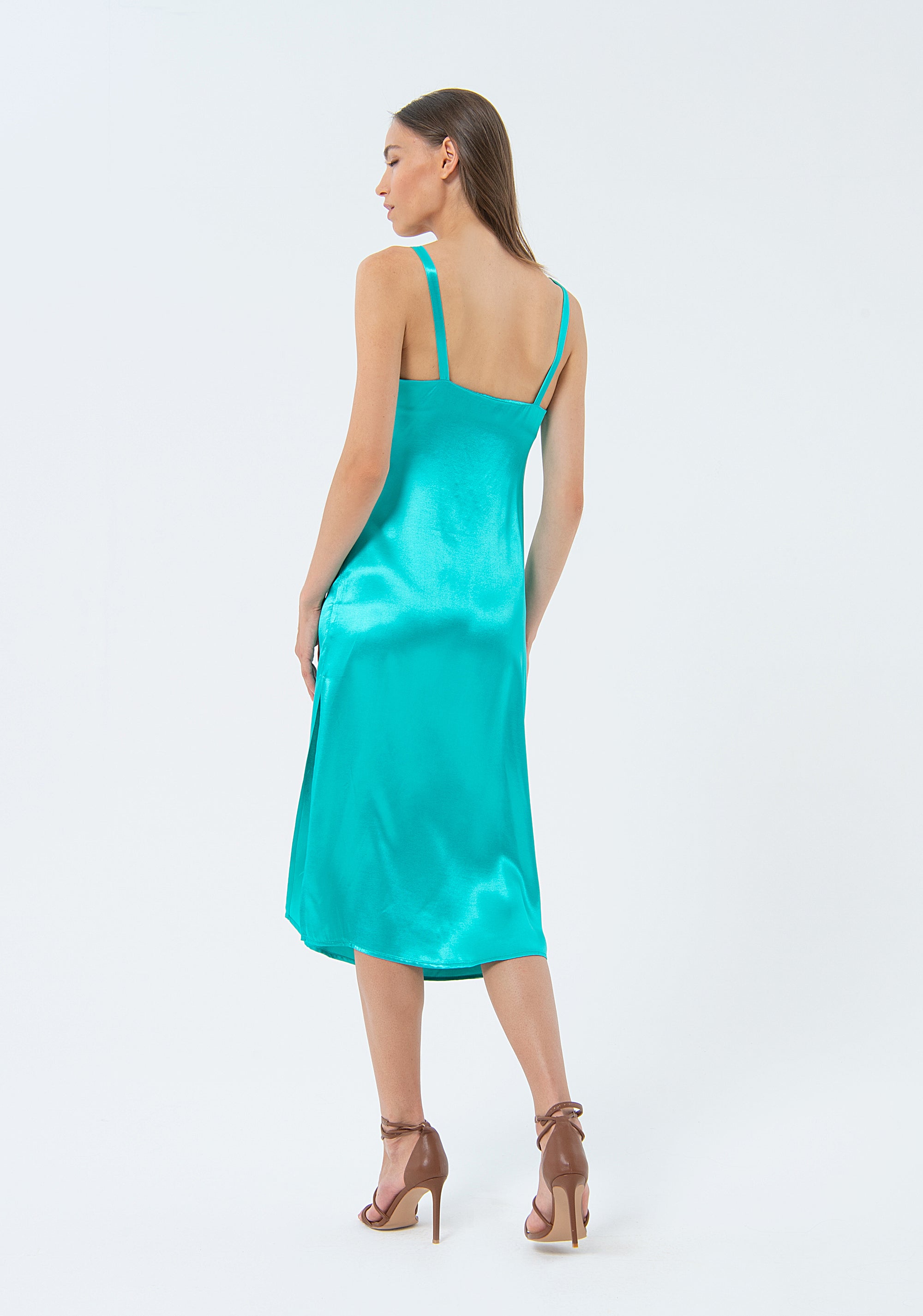 Sleeveless dress middle length made in satin Fracomina FS24SD2001W45101-268-4