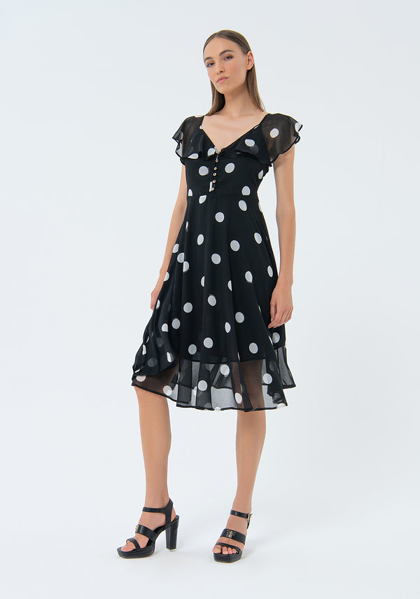 Mini dress straight fit with polka dots pattern Fracomina FS24SD2007W412N4-060-1