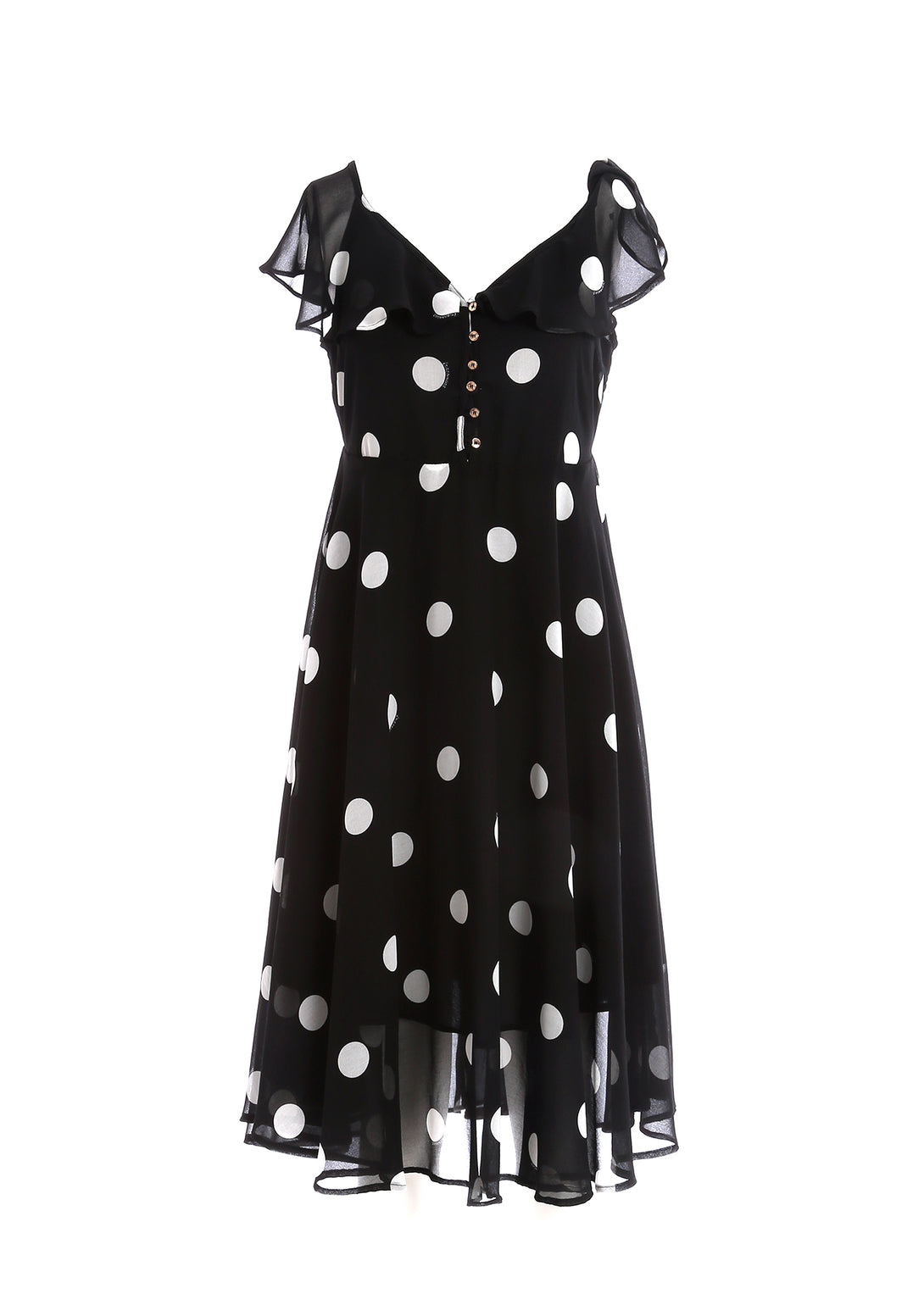 Mini dress straight fit with polka dots pattern