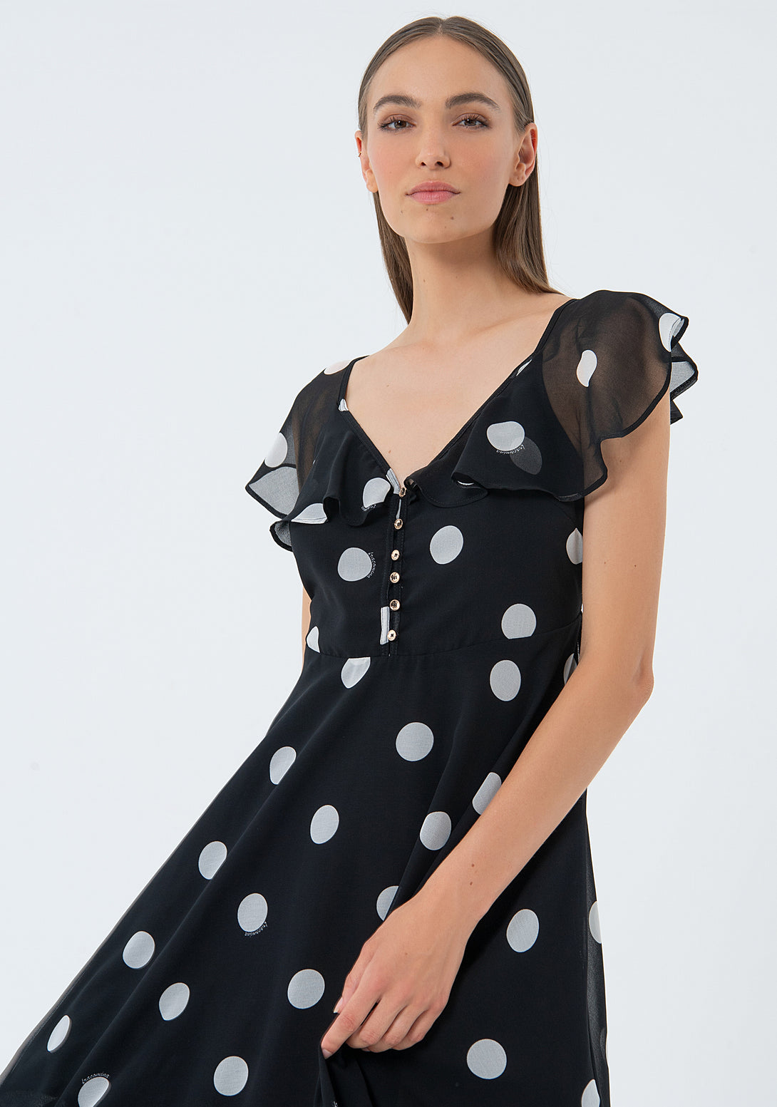 Mini dress straight fit with polka dots pattern Fracomina FS24SD2007W412N4-060-2