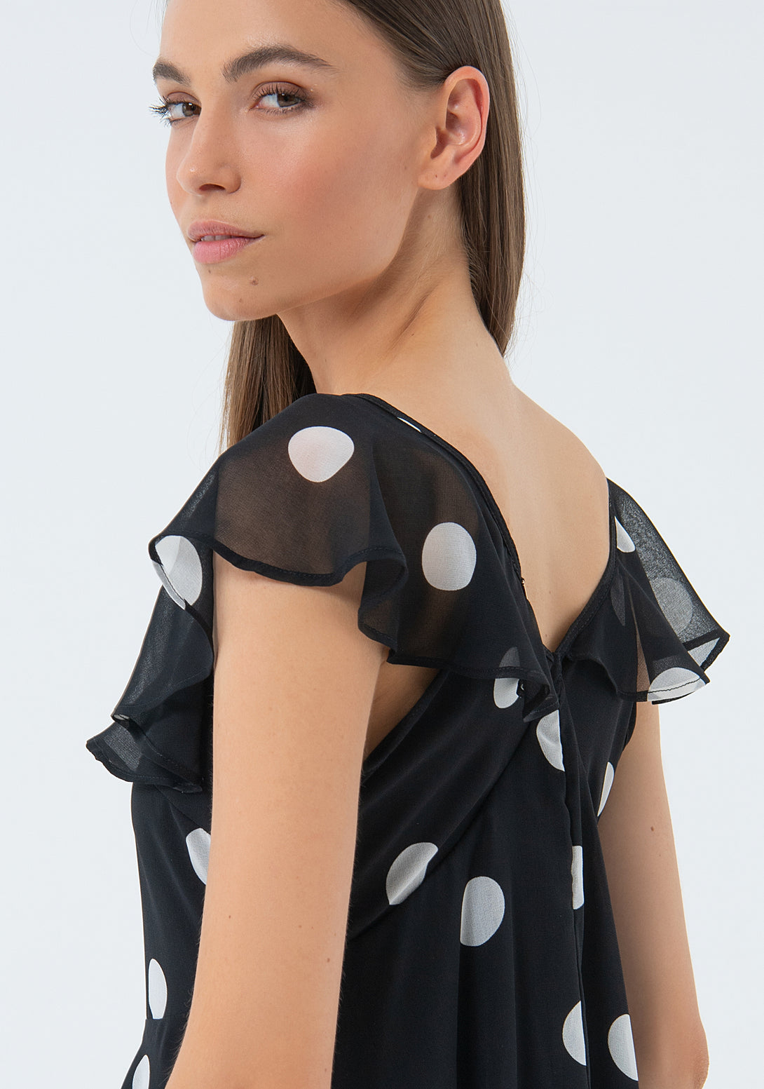 Mini dress straight fit with polka dots pattern Fracomina FS24SD2007W412N4-060-4
