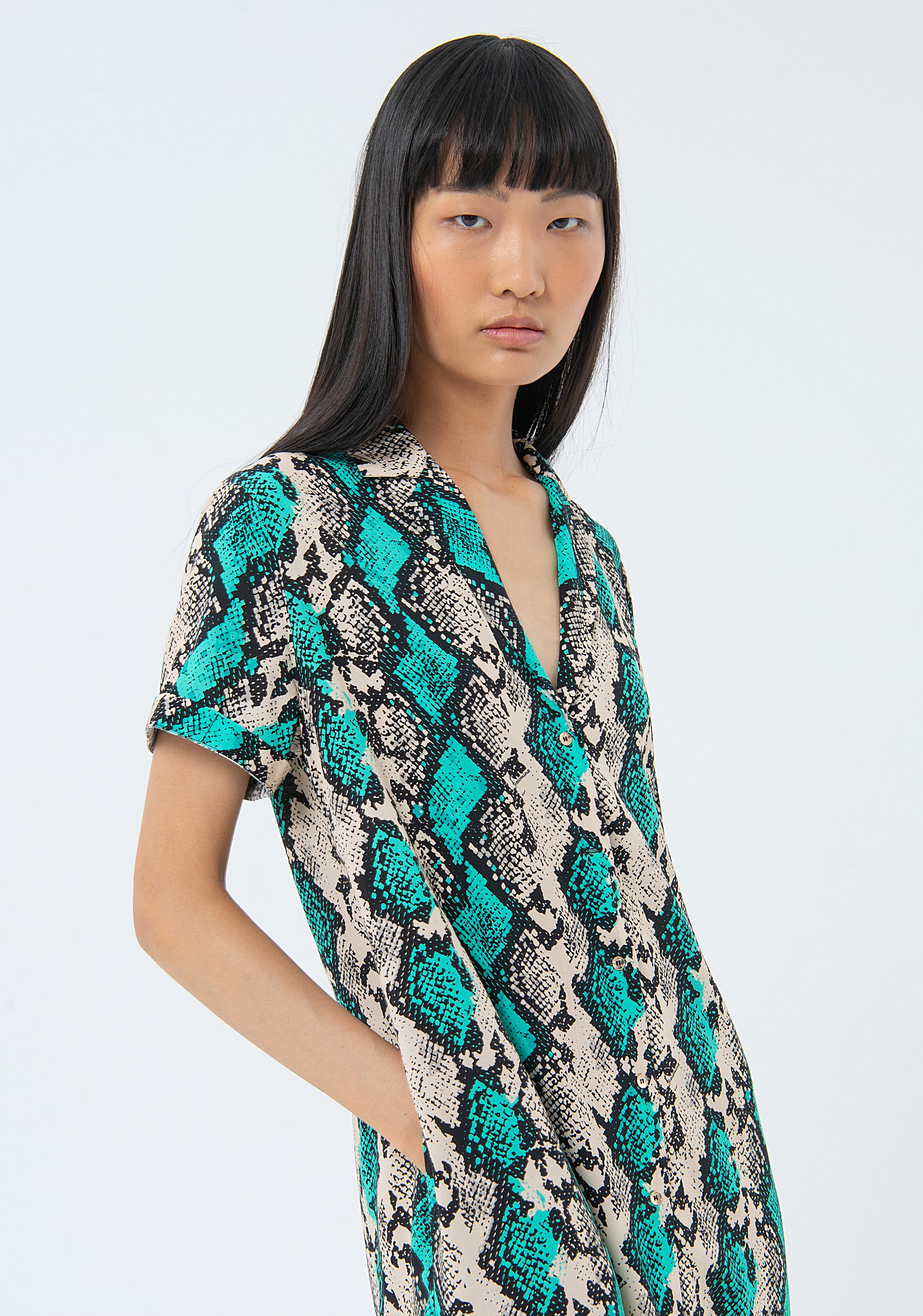 Long dress straight fit with animalier pattern Fracomina FS24SD3001W620N4-S58-2
