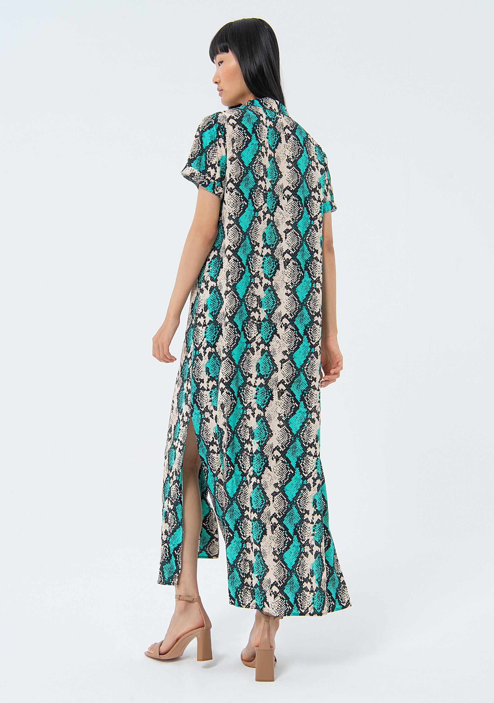 Long dress straight fit with animalier pattern Fracomina FS24SD3001W620N4-S58-4