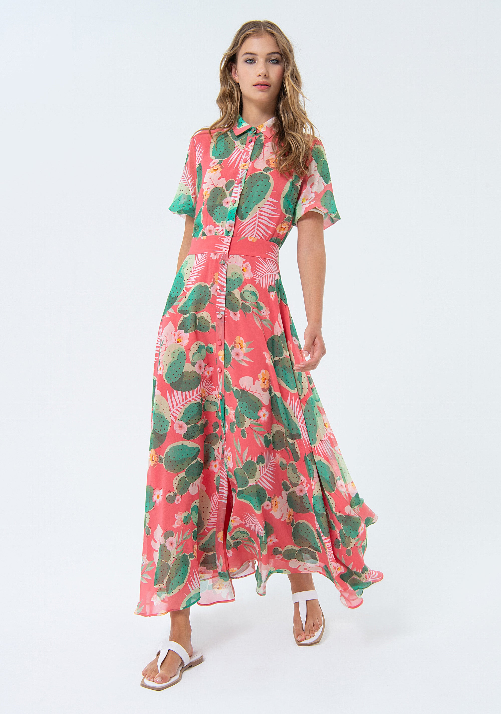 Long chemisier dress with flowery pattern Fracomina FS24SD3005W412N4-S45-1_694fda7e-4ba3-410d-98f3-49f69182441e