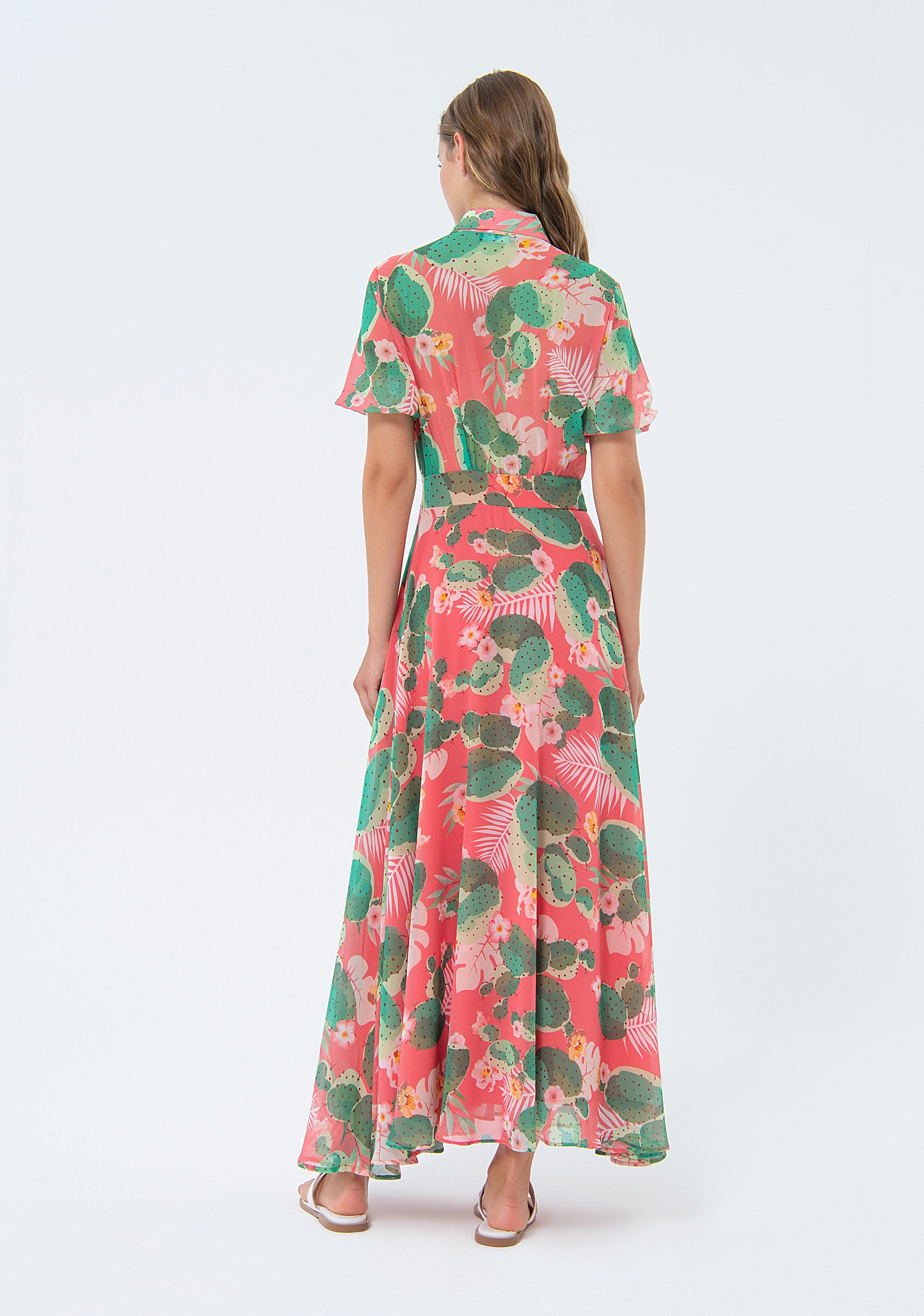 Long chemisier dress with flowery pattern Fracomina FS24SD3005W412N4-S45-4