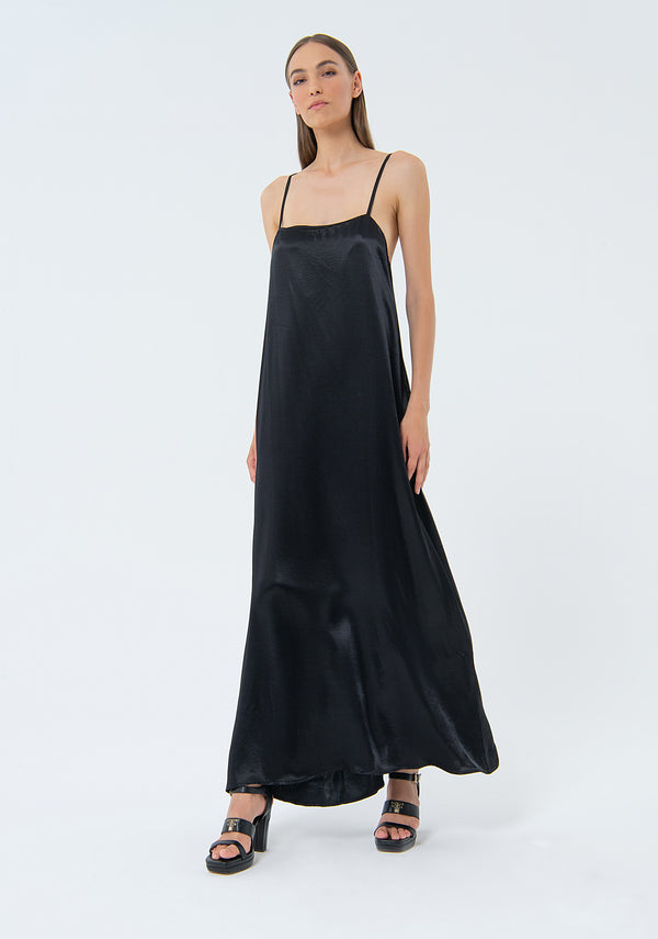 Long sleeveless dress made in satin Fracomina FS24SD3006W45101-053-1