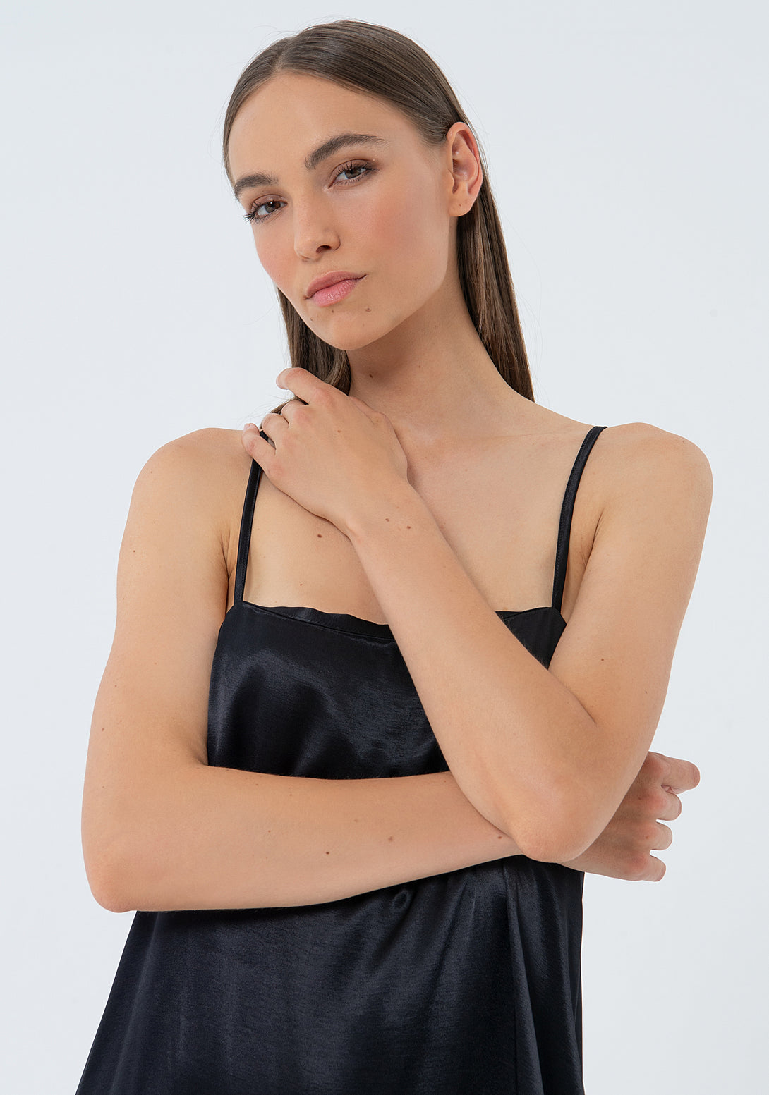 Long sleeveless dress made in satin Fracomina FS24SD3006W45101-053-2