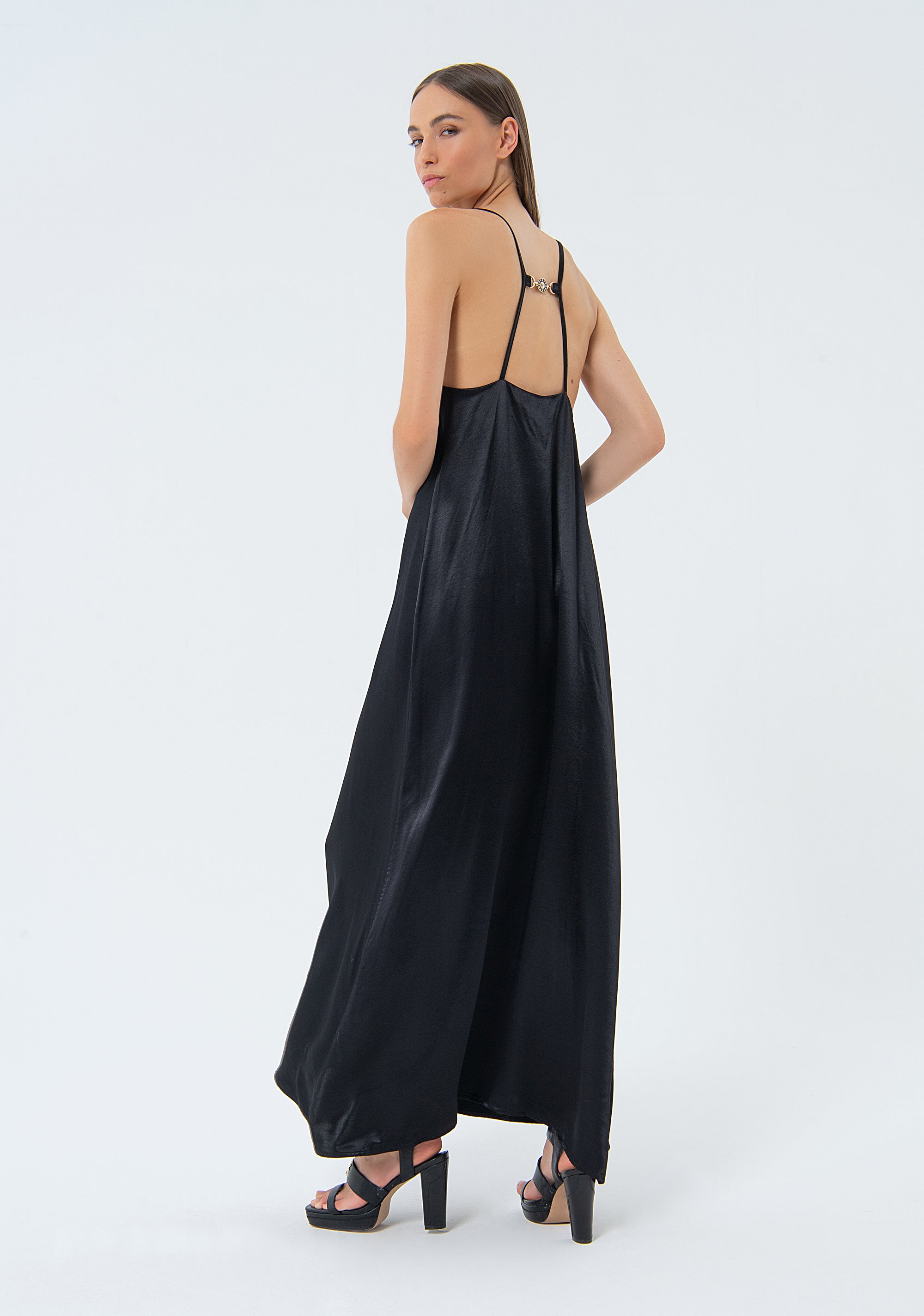 Long sleeveless dress made in satin Fracomina FS24SD3006W45101-053-3