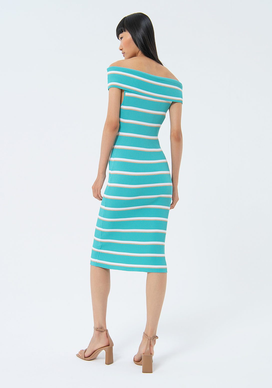 Knitted dress slim fit, middle length, with ribs and stripes Fracomina FS24SD5001K420N8-S52-3