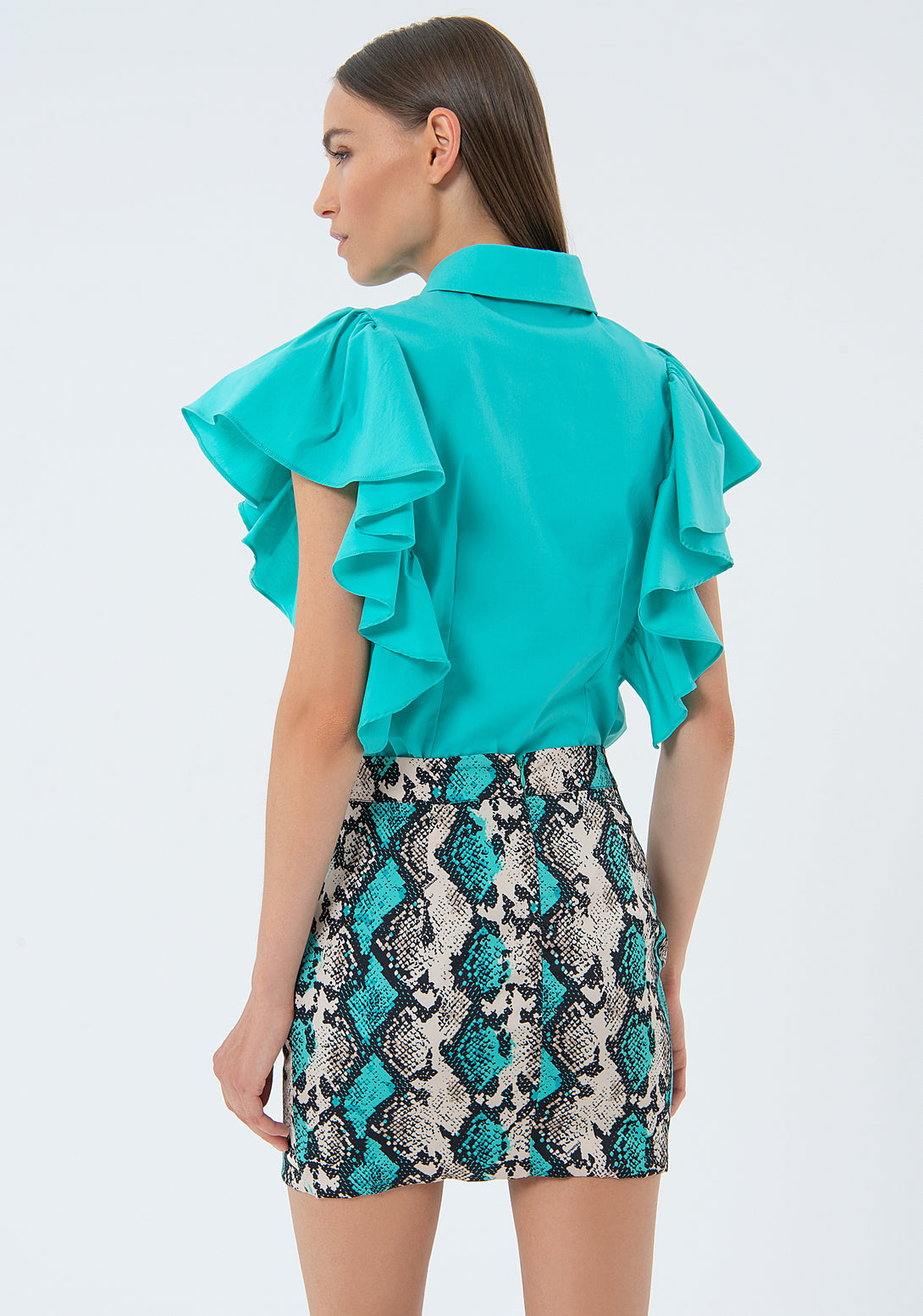 Mini skirt slim fit with animalier pattern Fracomina FS24SG1003W411N4-S58-3