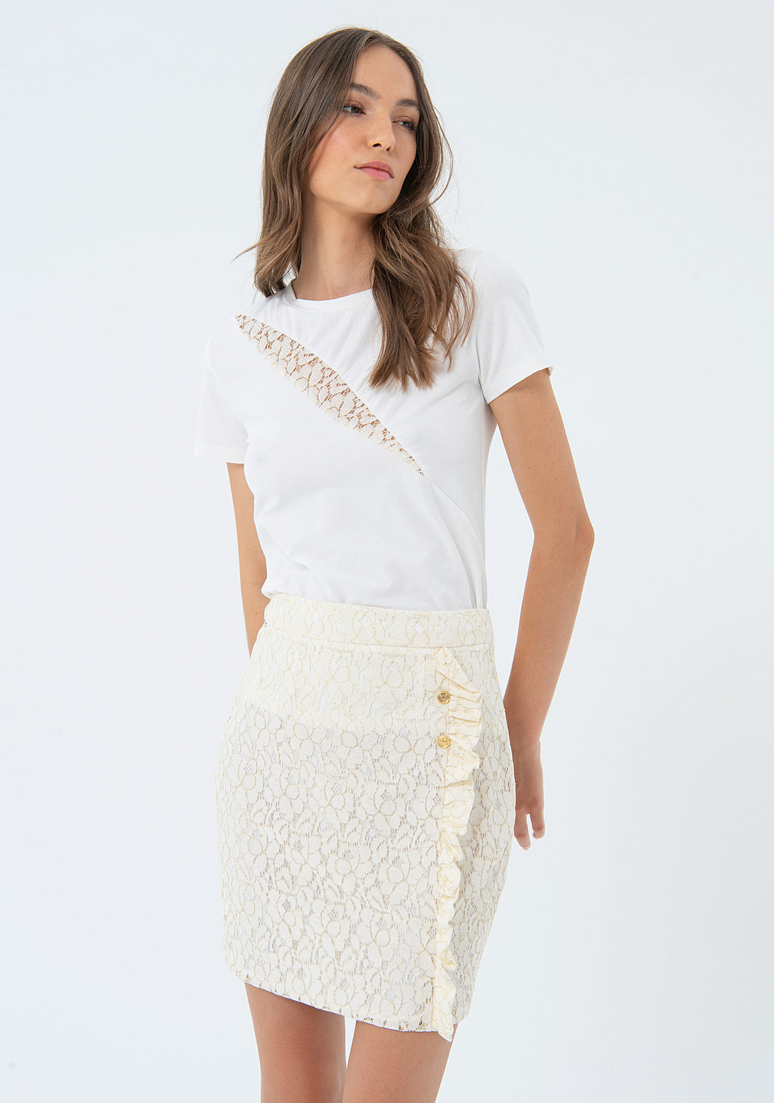 Mini skirt slim fit made in lace Fracomina FS24SG1007W698Q7-278-1