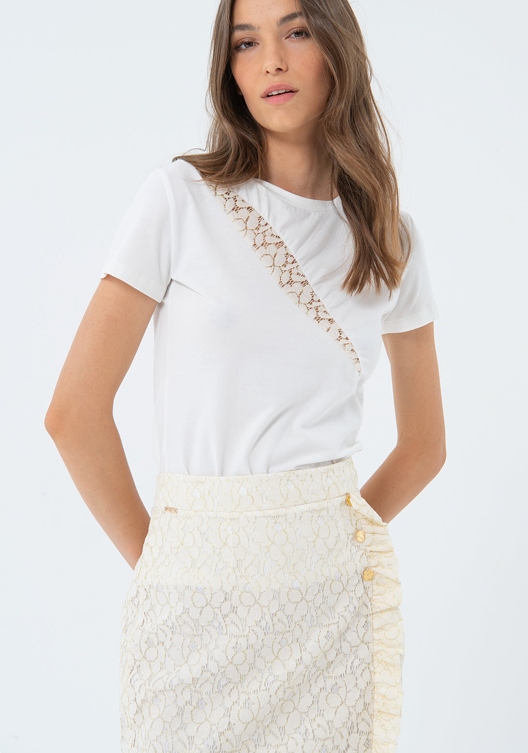 Mini skirt slim fit made in lace Fracomina FS24SG1007W698Q7-278-2