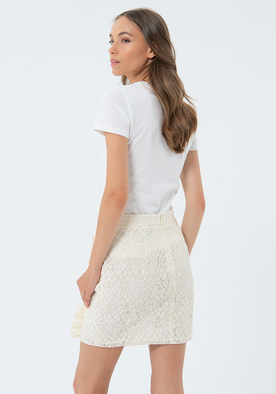 Mini skirt slim fit made in lace Fracomina FS24SG1007W698Q7-278-3