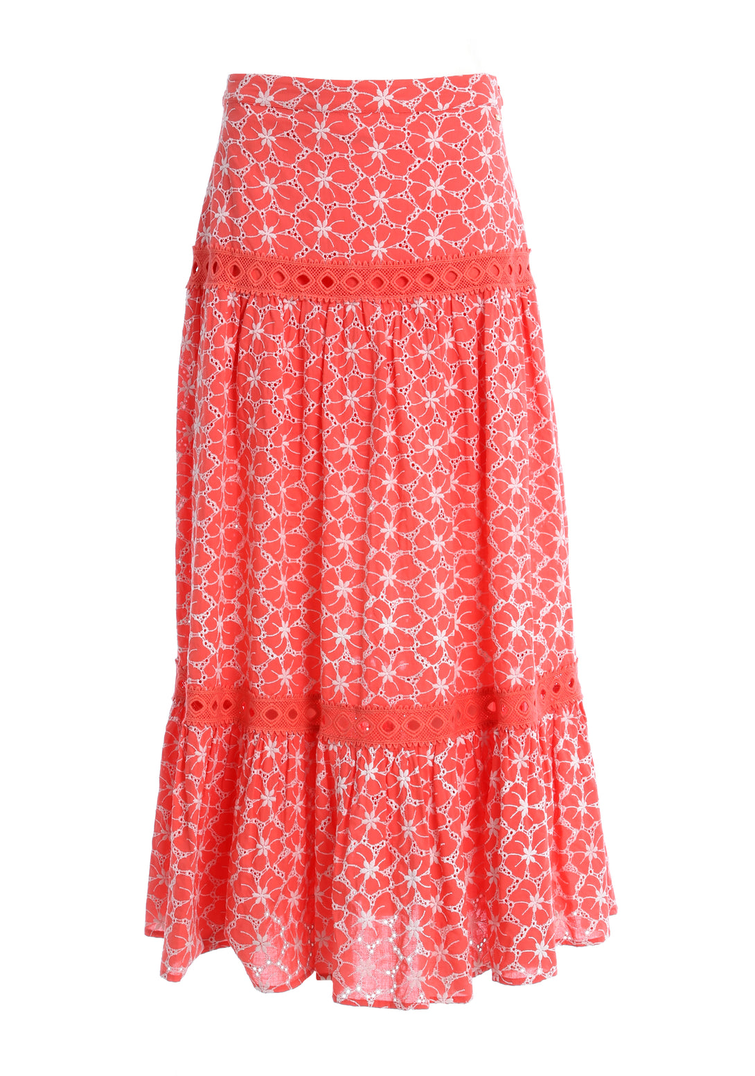 Skirt wide fit middle length with flowery pattern
