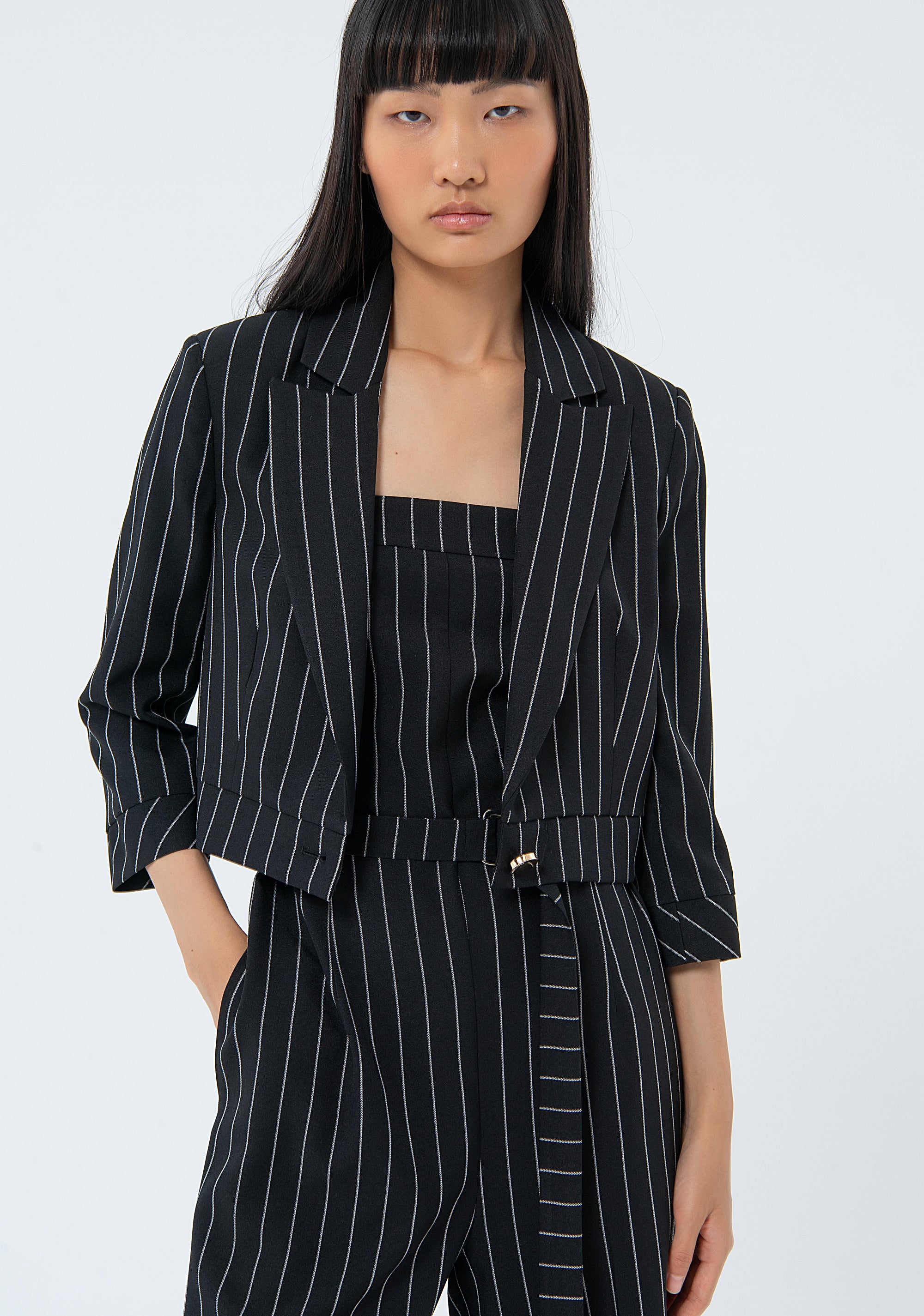 Pinstriped jacket regular fit cropped Fracomina FS24SJ1001W47901-060-1