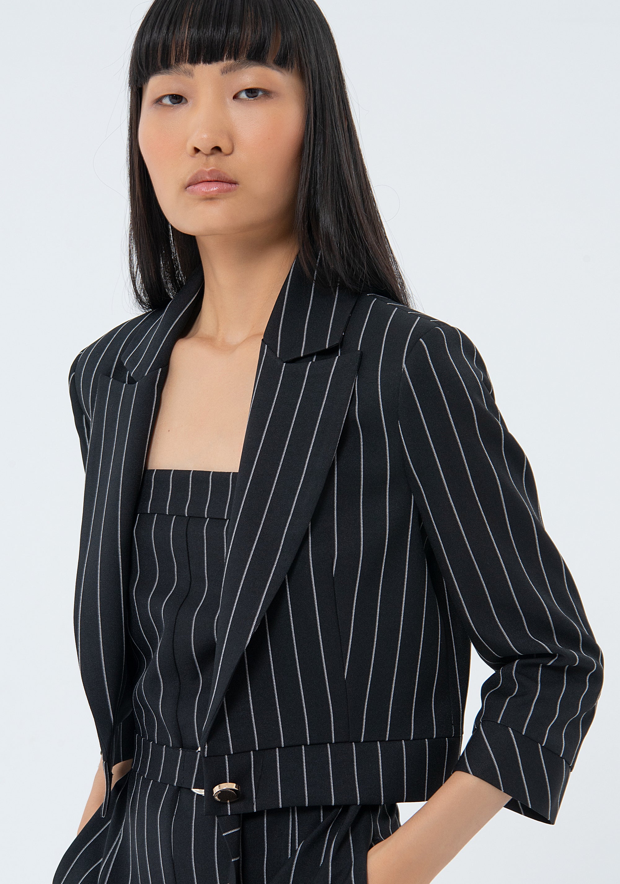 Pinstriped jacket regular fit cropped Fracomina FS24SJ1001W47901-060-4