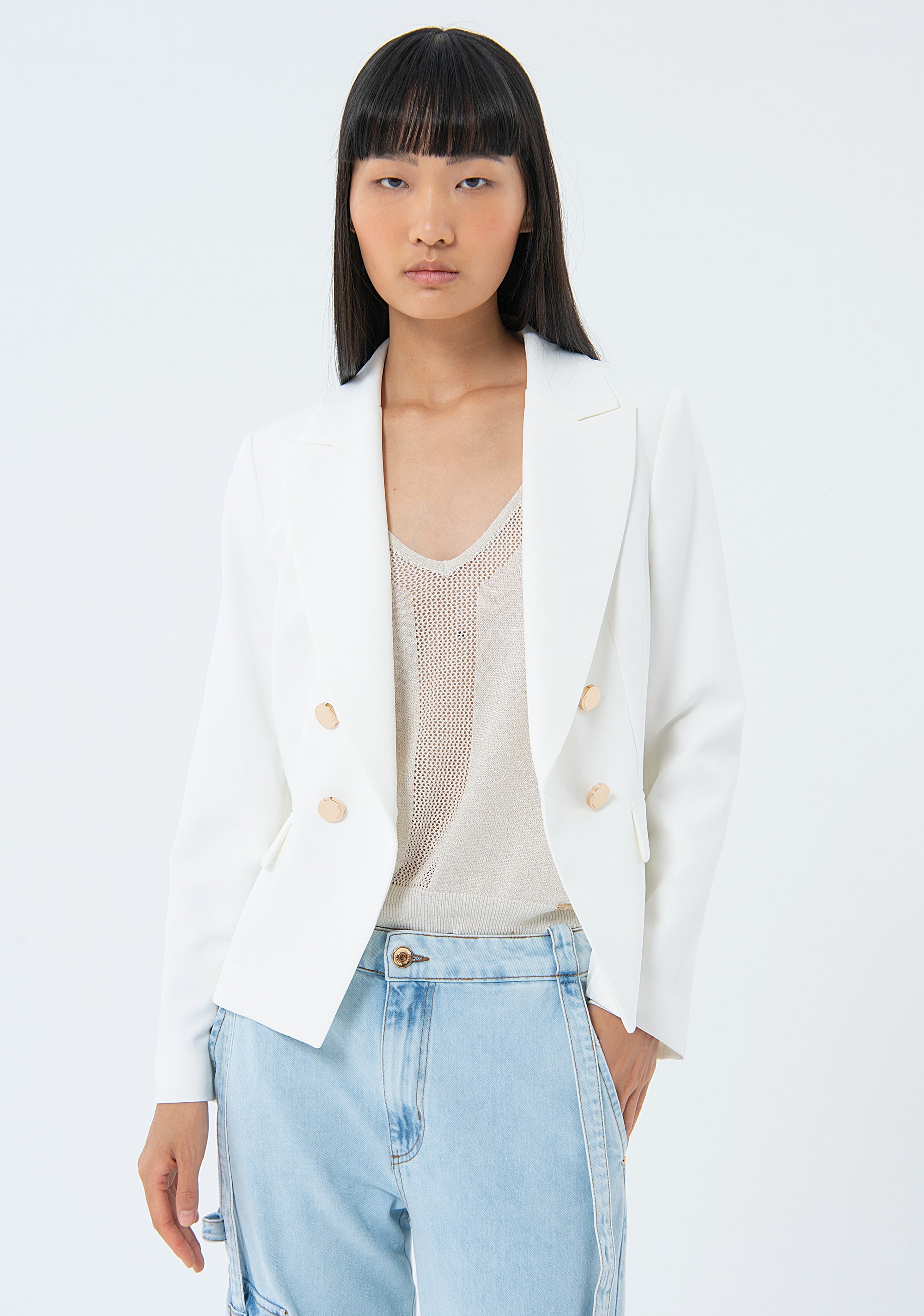 Blazer regular fit double breasted made in technical fabric Fracomina FS24SJ2002W42901-278-1