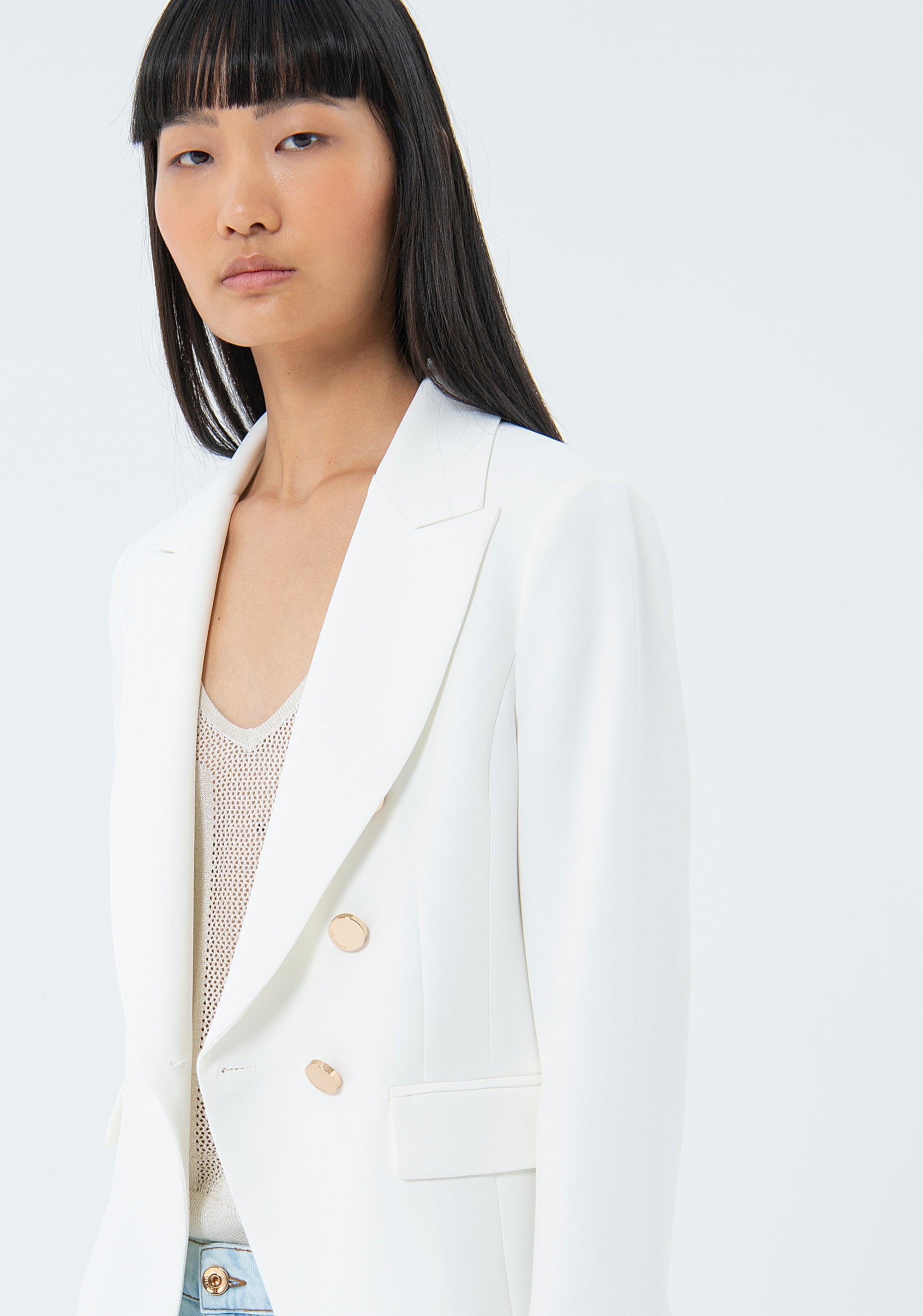 Blazer regular fit double breasted made in technical fabric Fracomina FS24SJ2002W42901-278-3