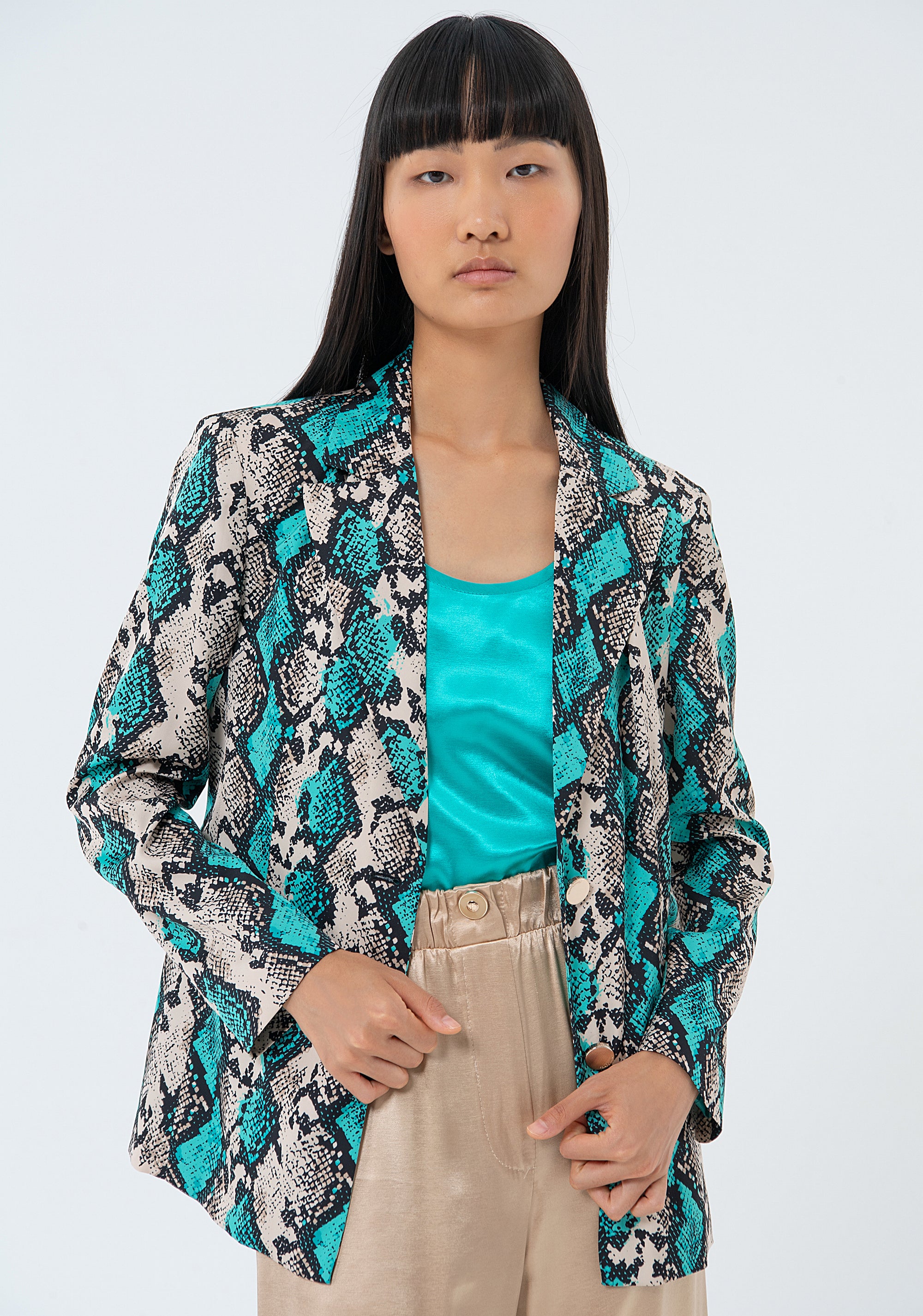 Blazer regular fit with animalier pattern Fracomina FS24SJ3003W411N4-S58-1