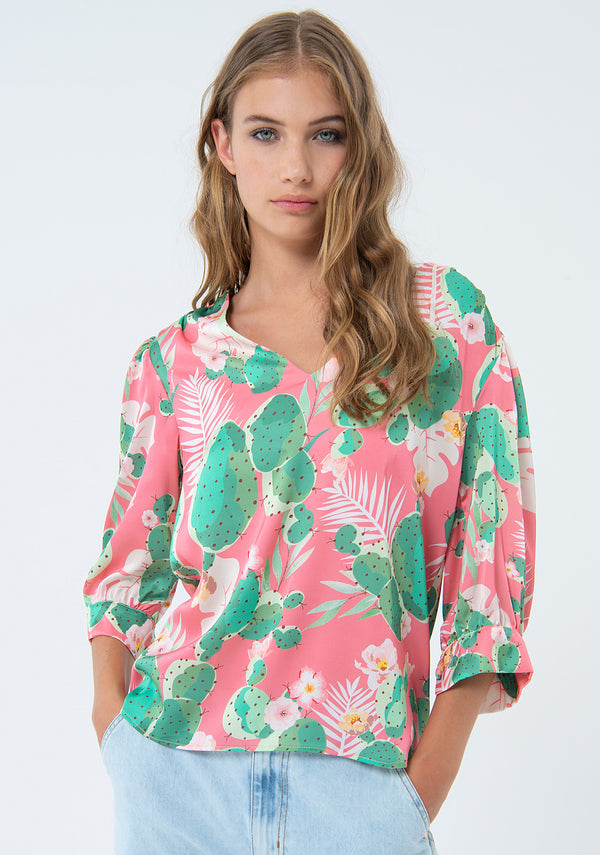 Blouse regular fit with flowery pattern Fracomina FS24ST1010W470N4-S45-1