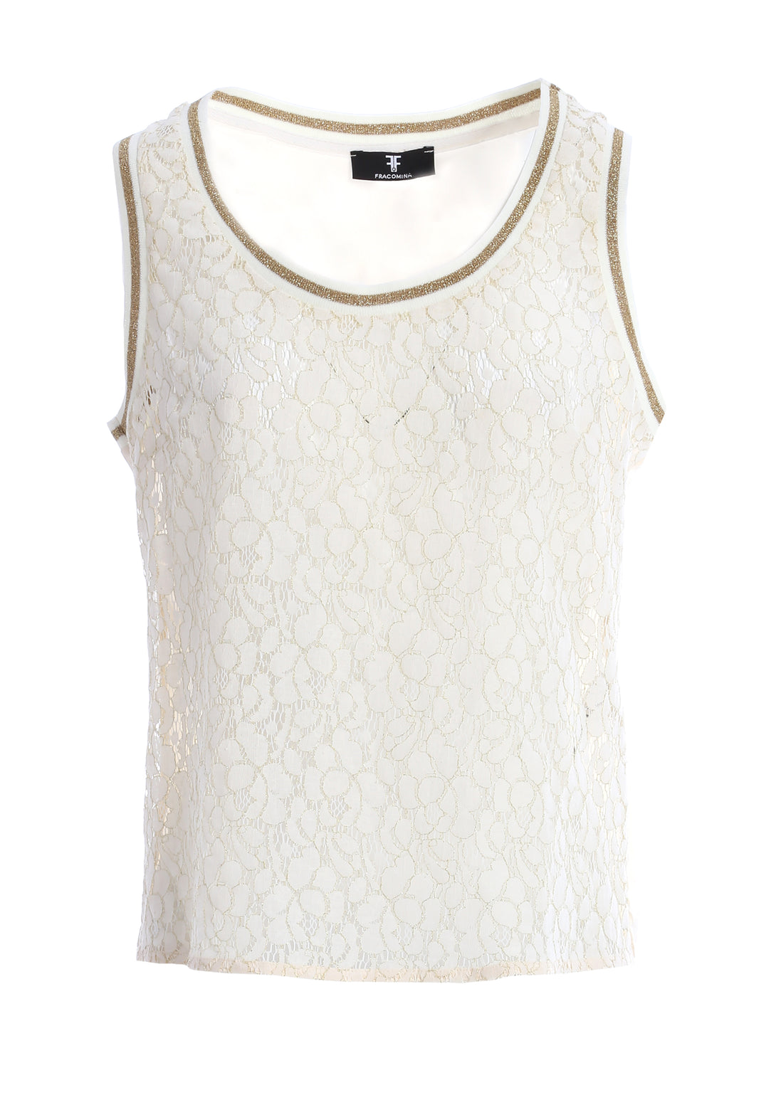 Tank top with front part made in lace