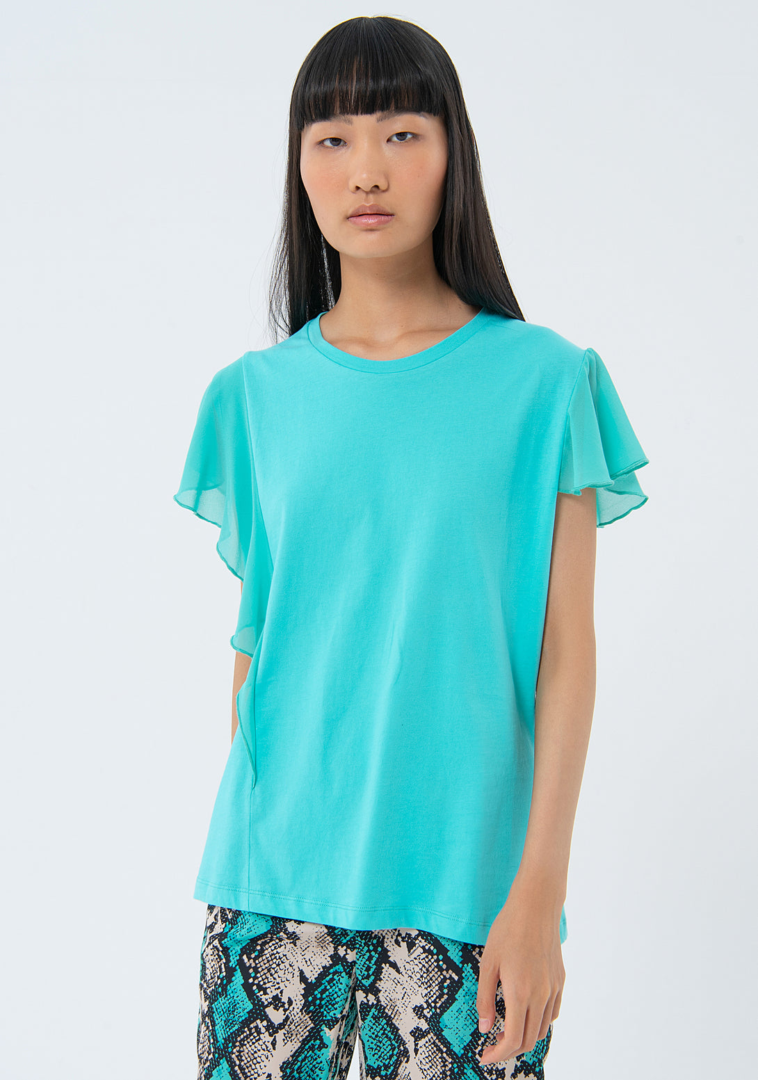 T-shirt over fit made in jersey with ruffles Fracomina FS24ST3006J40001-268-1