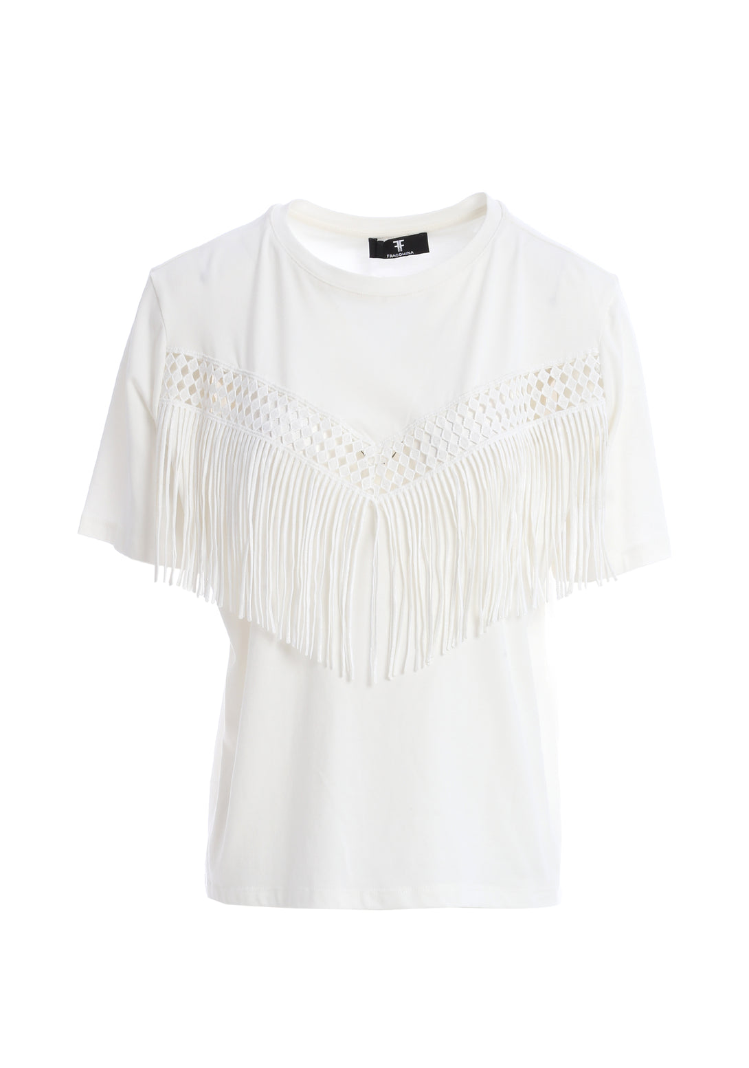 T-shirt over fit made in jersey with fringes on the front