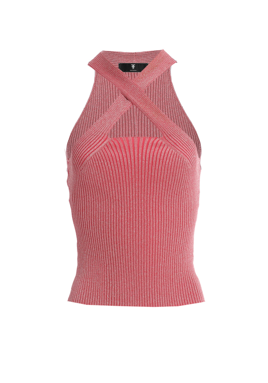 Knitted tank top with ribs and lurex