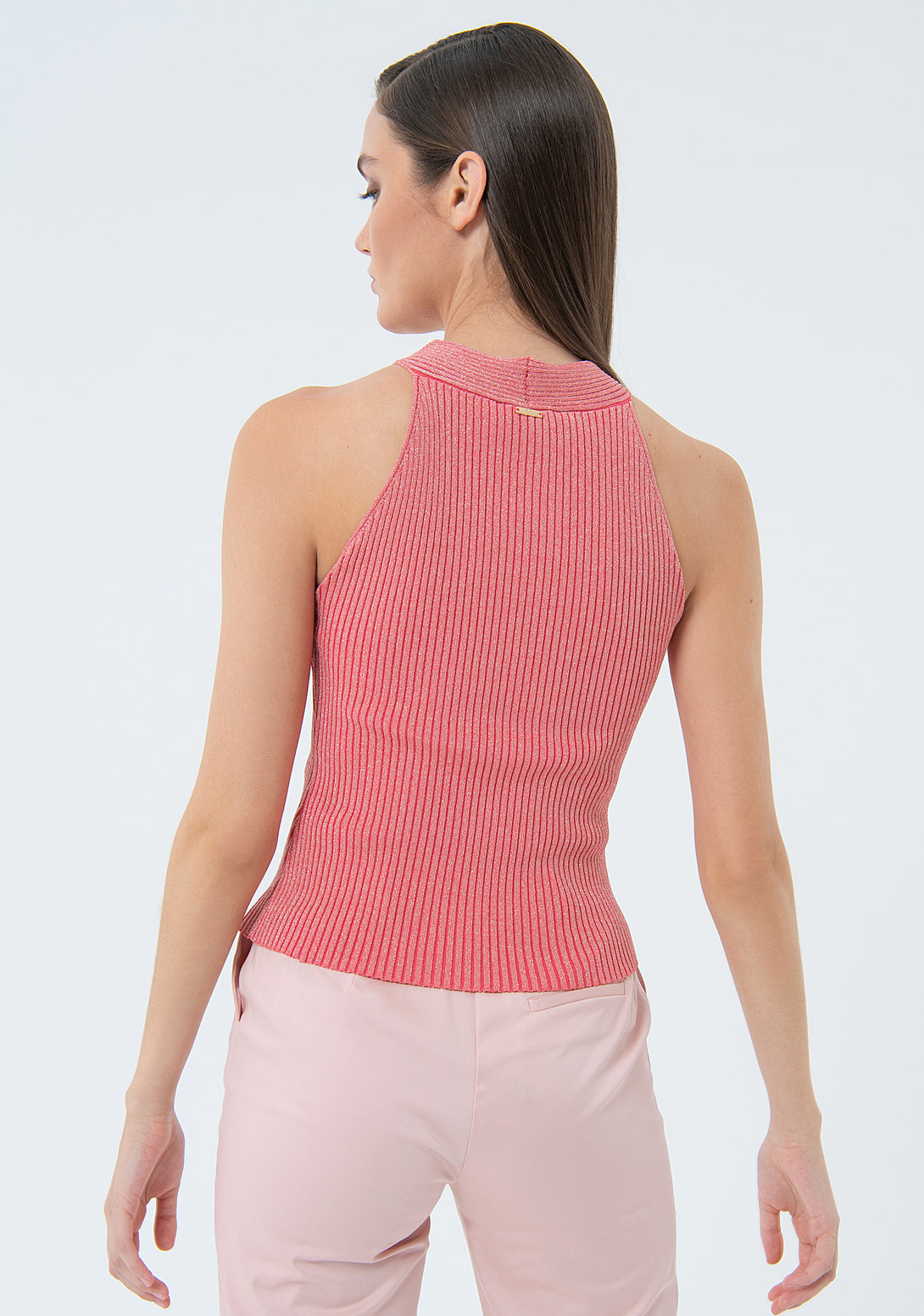 Knitted tank top with ribs and lurex Fracomina FS24ST4005K459Q7-107-3