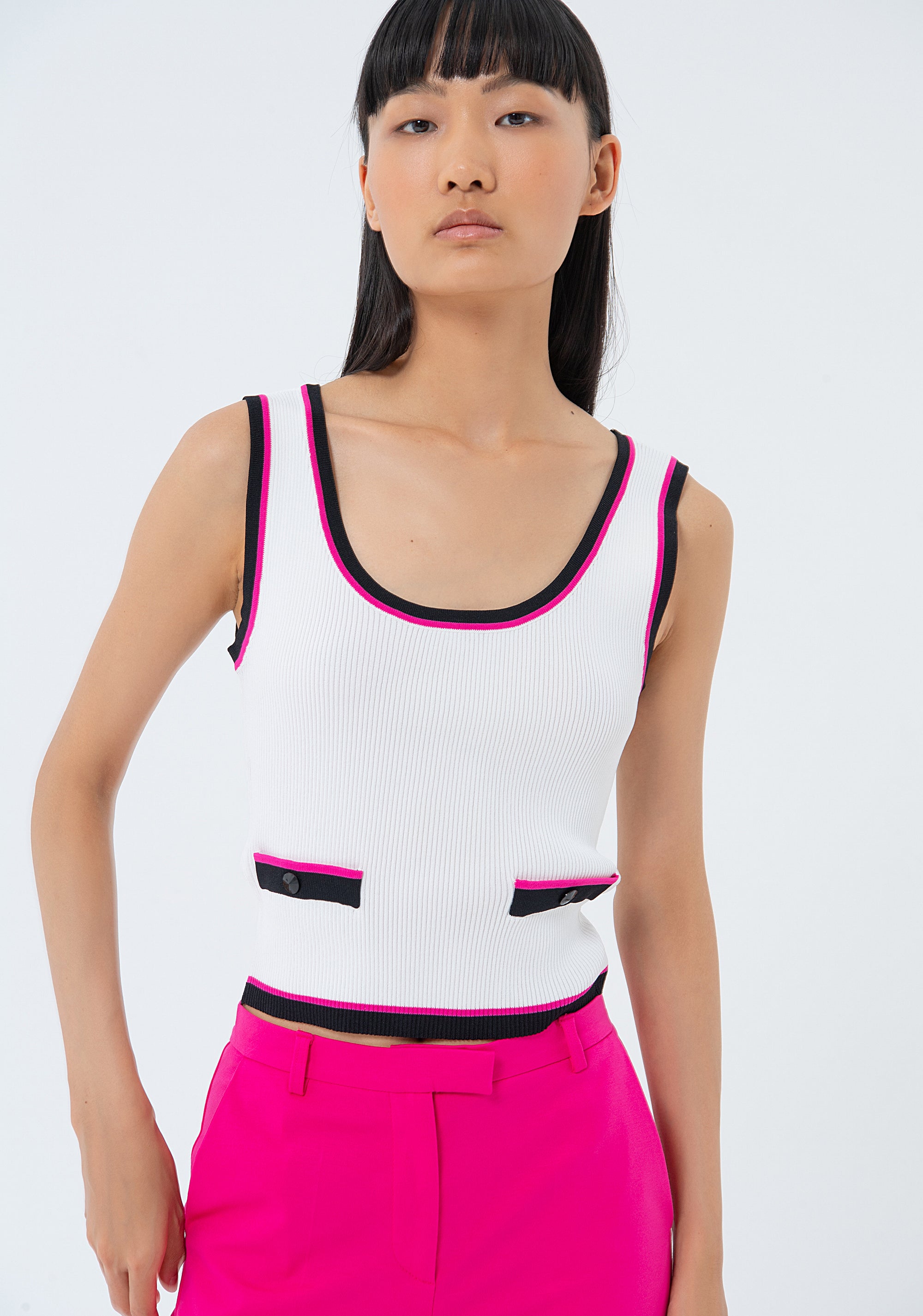 Knitted tank top with ribs Fracomina FS24ST4007K41601-324-1