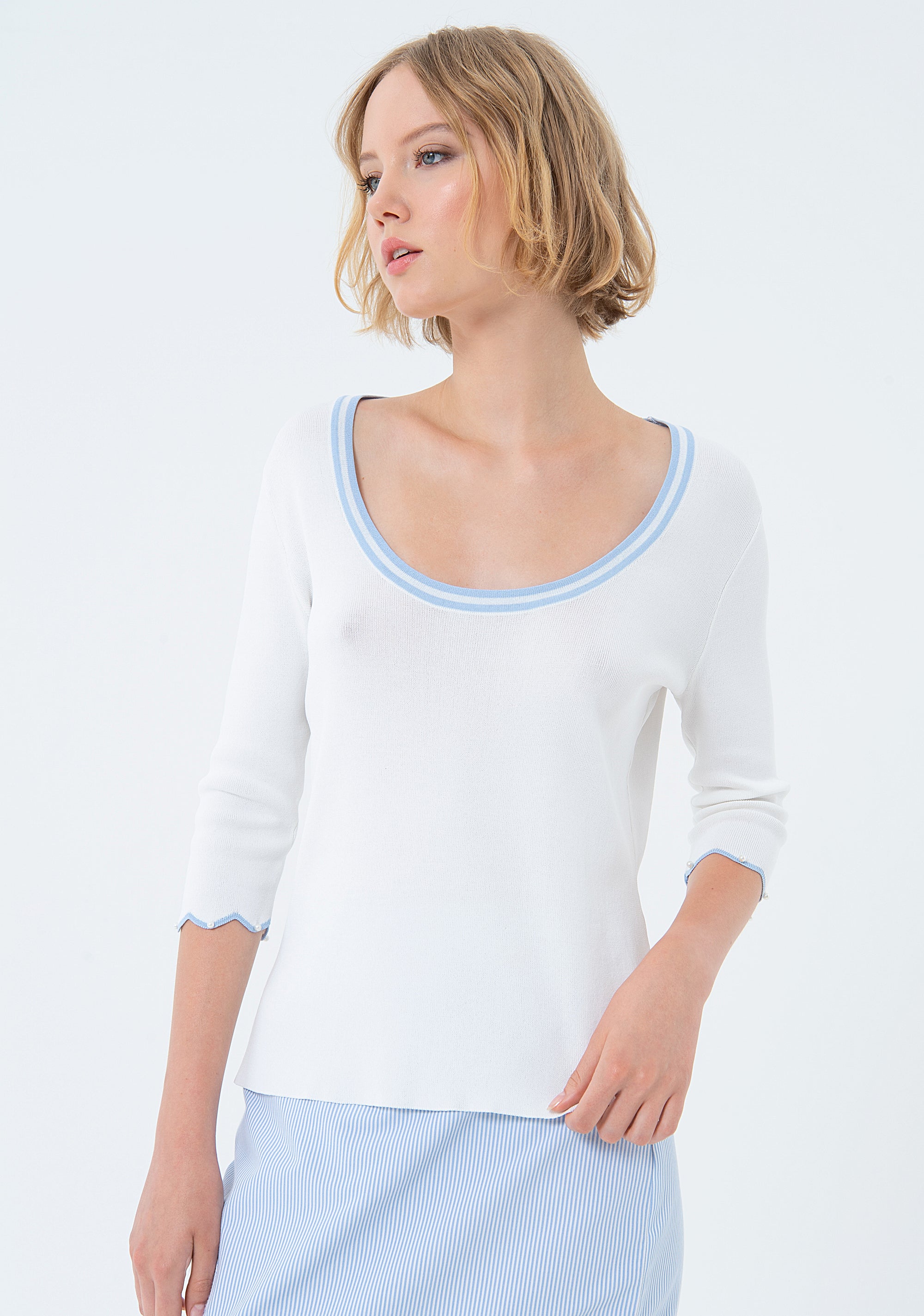 Top slim fit with round neck Fracomina FS24ST4008K41601-278-1