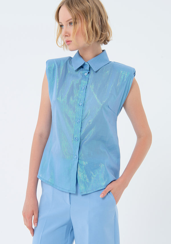 Sleeveless shirt made in shimmering fabric Fracomina FS24ST6016W437O8-252-1