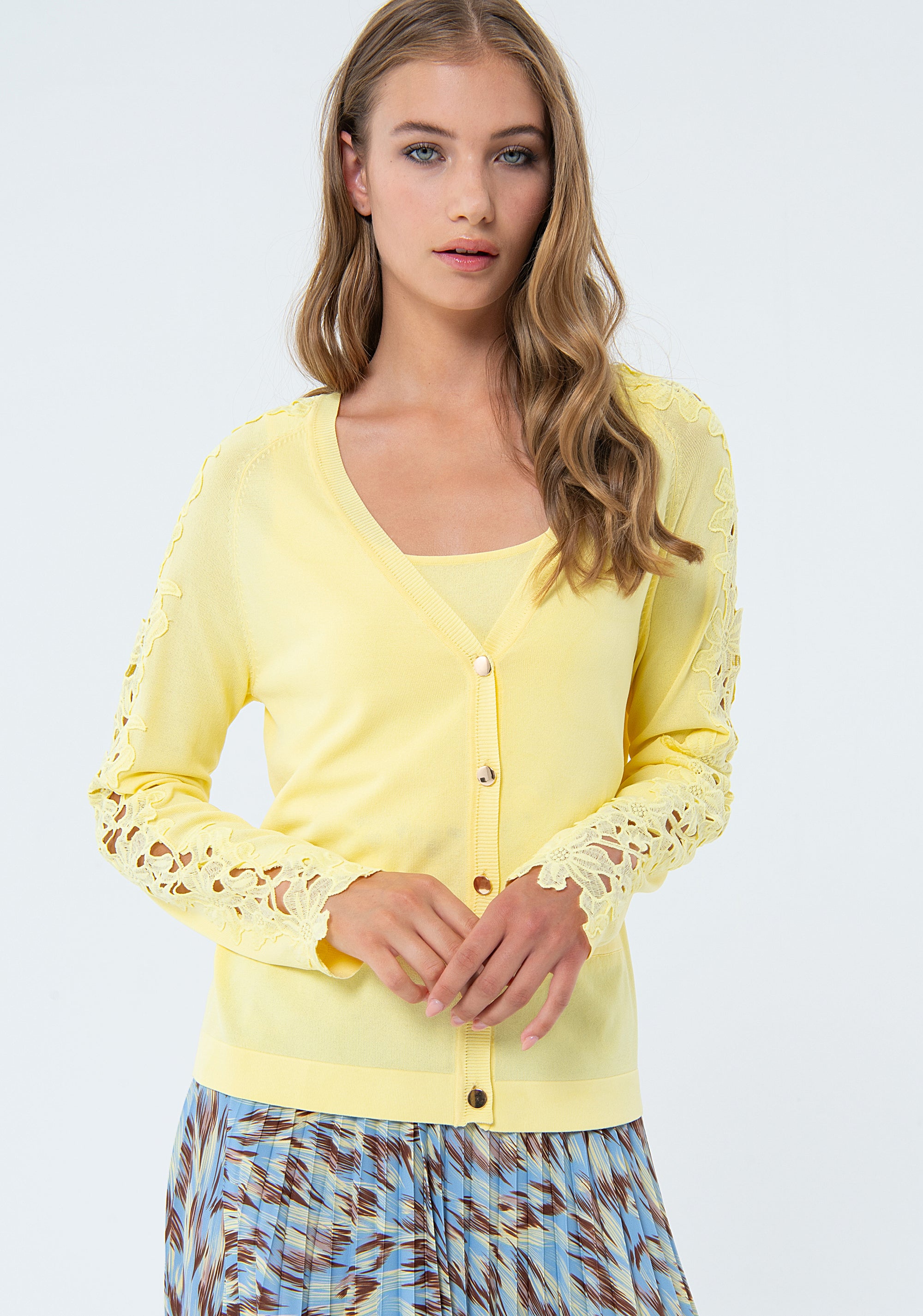Cardigan regular fit with lace trimmings Fracomina FS24ST8001K417G1-S53-1