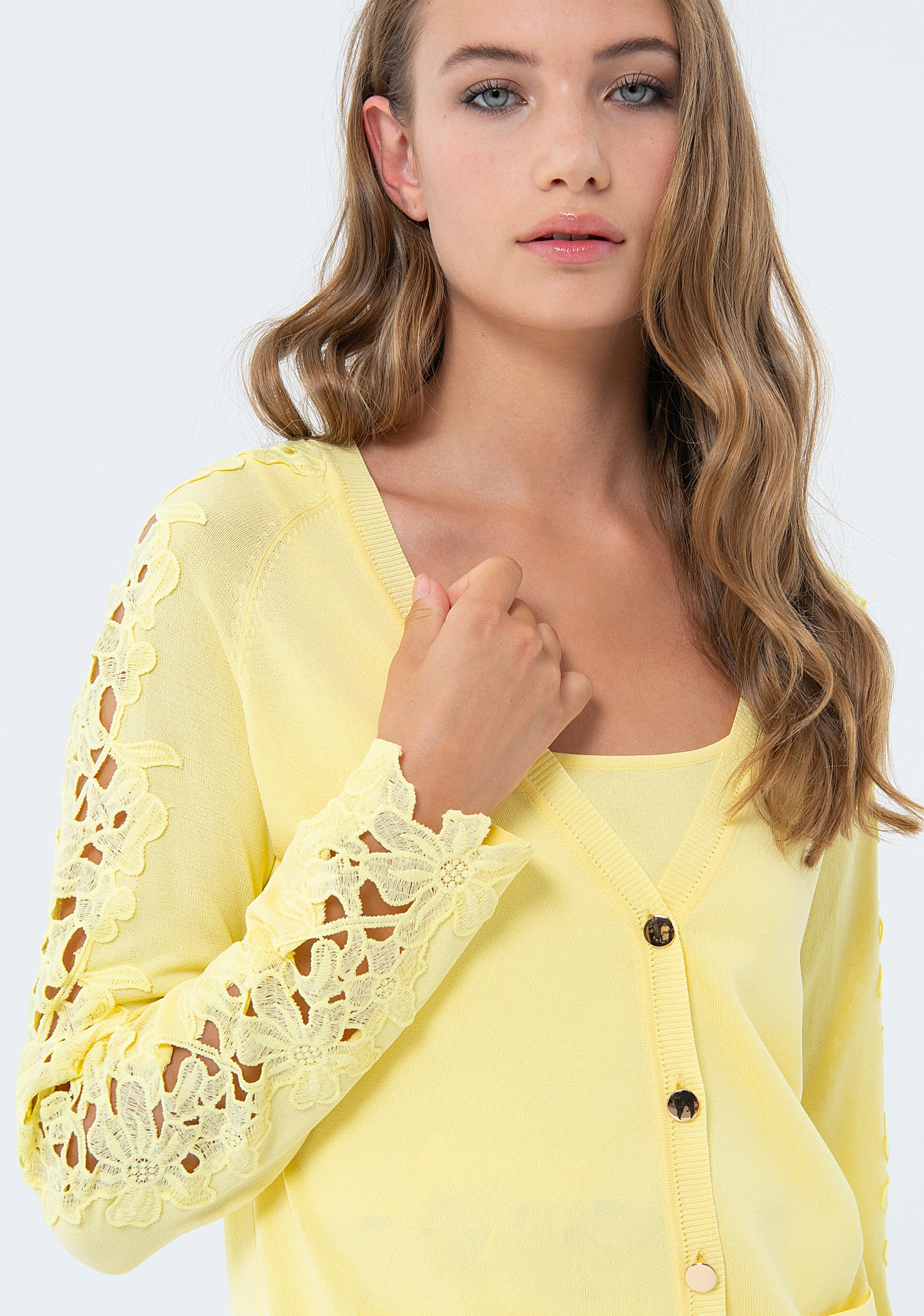 Cardigan regular fit with lace trimmings Fracomina FS24ST8001K417G1-S53-2