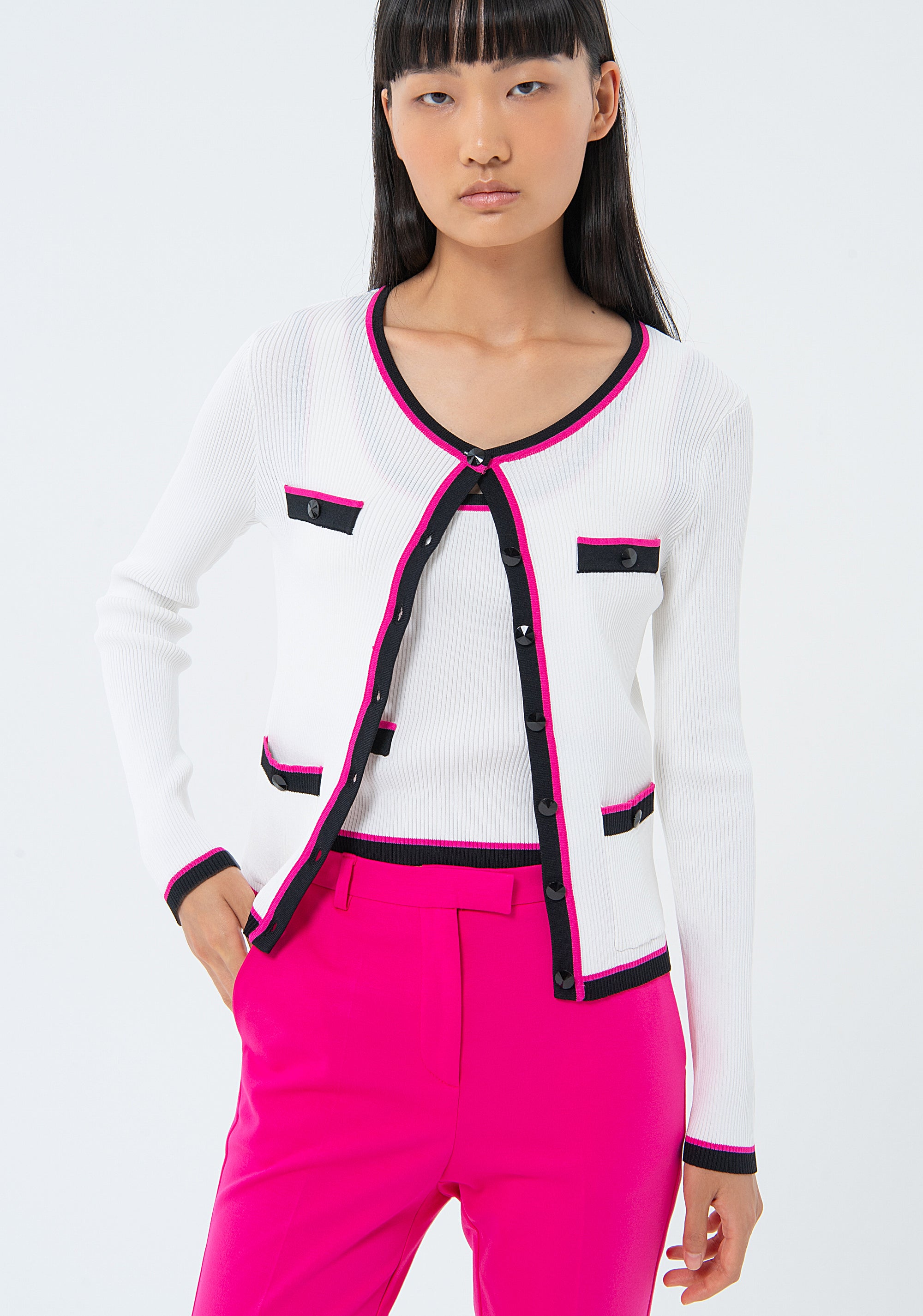 Cardigan slim fit with ribs Fracomina FS24ST8003K41601-324-1