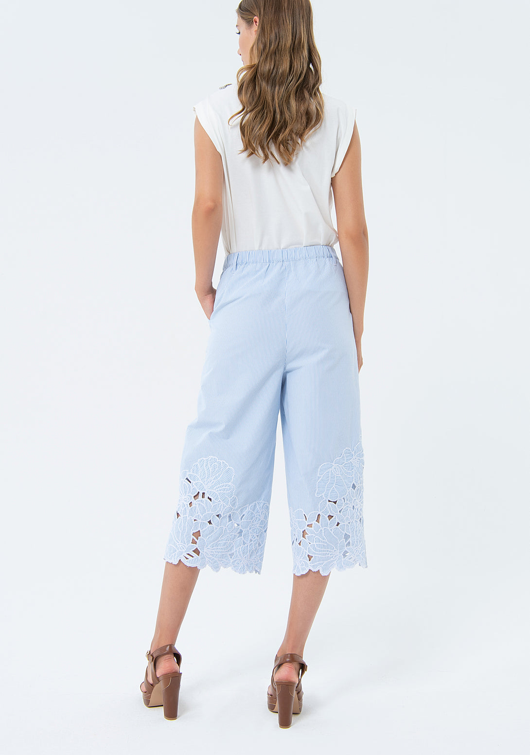 Culotte pant cropped with stripes Fracomina FS24SV9001W445N8-S49-4
