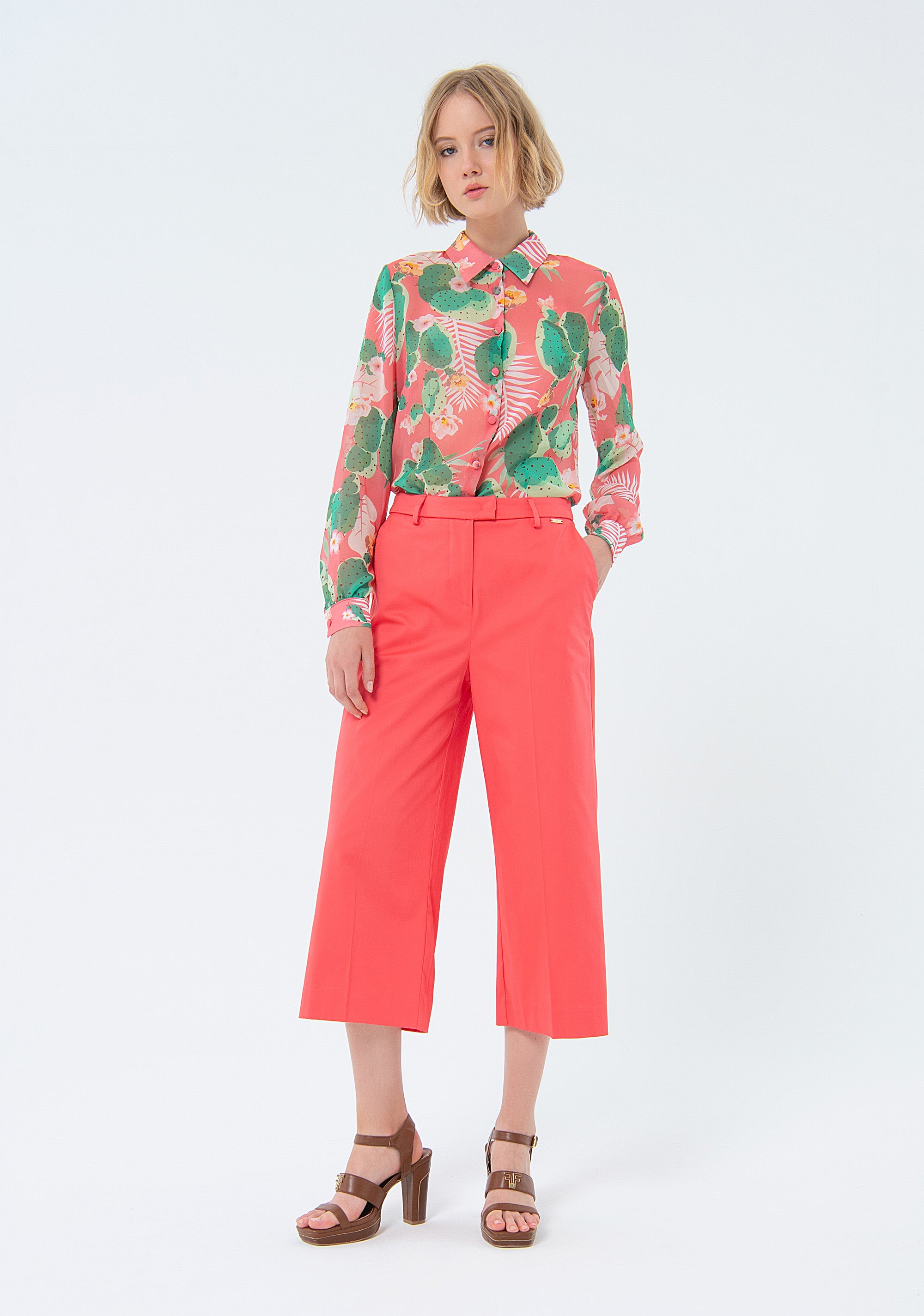 Culotte pant cropped made in cotton Fracomina FS24SV9002W47201-107-1