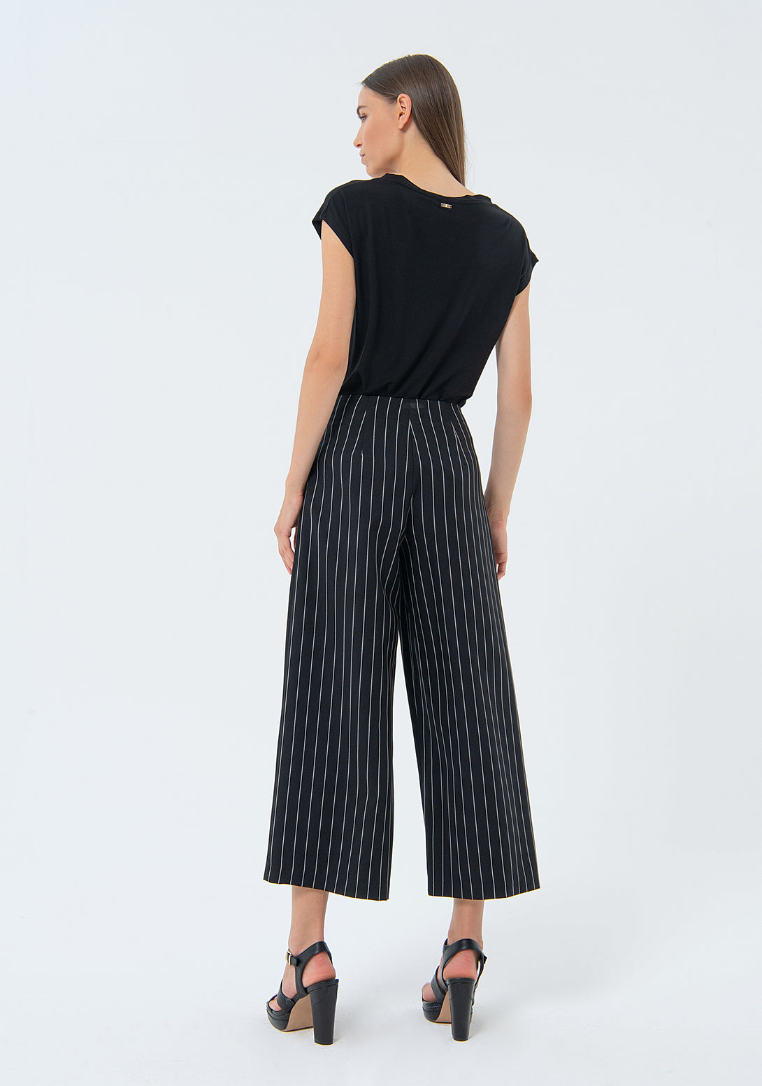 Pinstriped culotte pant cropped Fracomina FS24SV9003W47901-060-4